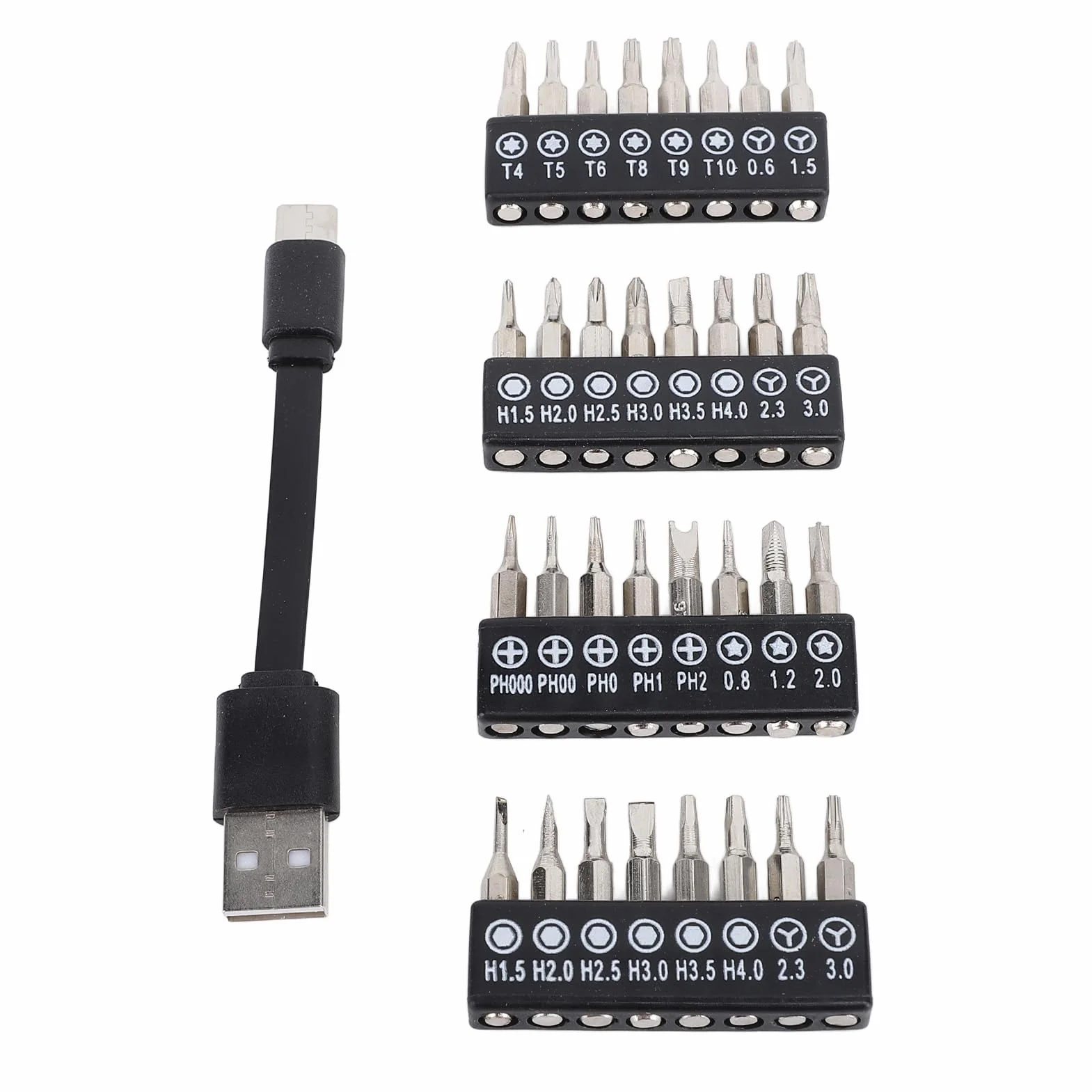 Elektryczny Mini śrubokręt, światło 3 Tryby Działania śrubokręta Elektrycznego 32 w 1 -bitowym Metalowym Metalowym do Naprawy Telefonu (Genericqkxtei6f4o-11)