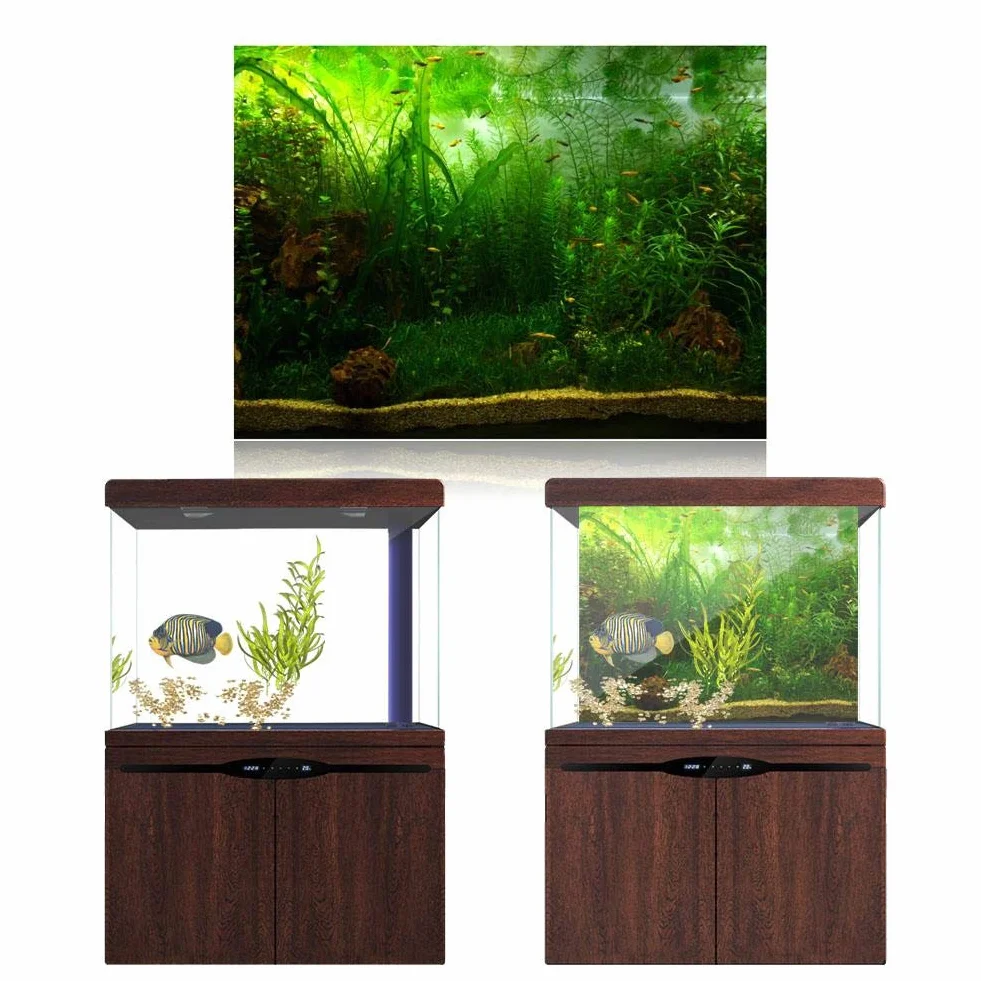 Akwarium plakat w tle trawa wodna styl akwarium tło klej do pvc dekoracje ścienne naklejki naklejki papierowe (61 * 30cm)