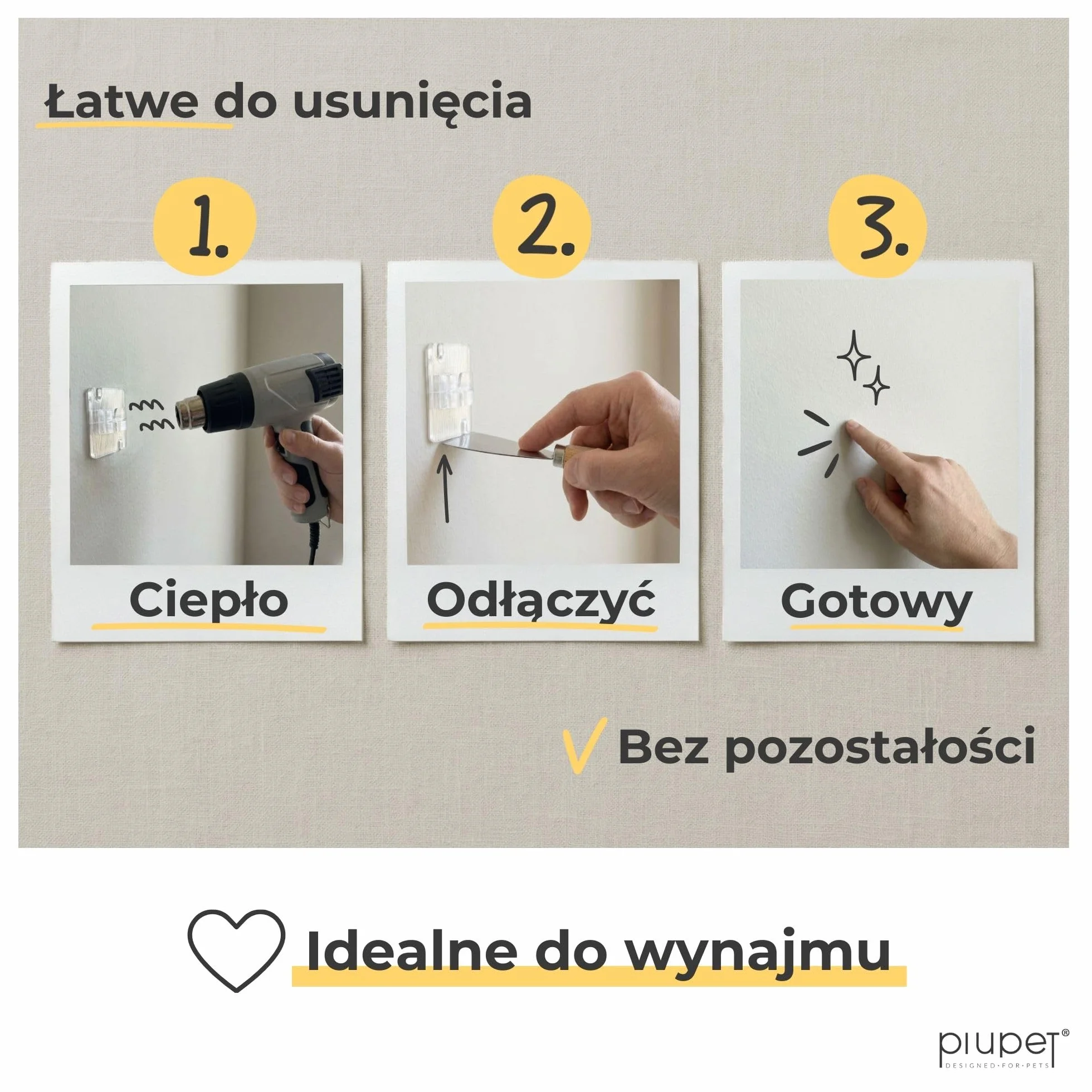 PiuPet® haki samoprzylepne do siatki dla kota bez wiercenia przezroczyste z klejem silikonowym 100 sztuk