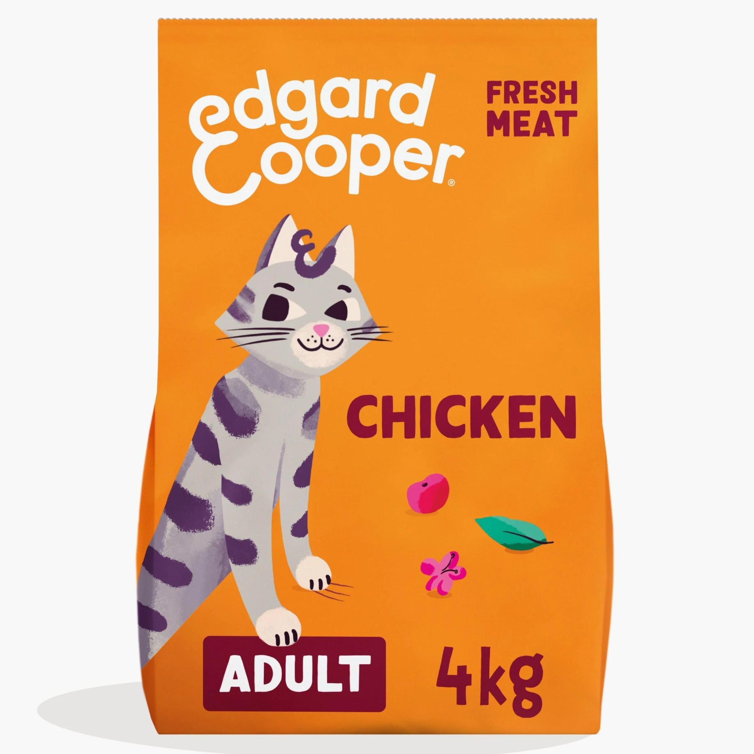 Edgard Cooper Sucha karma dla kotów bez zbóż, 4 kg, naturalna karma dla kotów ze świeżym mięsem aminokwasami, bezglutenowa, wysokobiałkowa, bez dodatku cukru