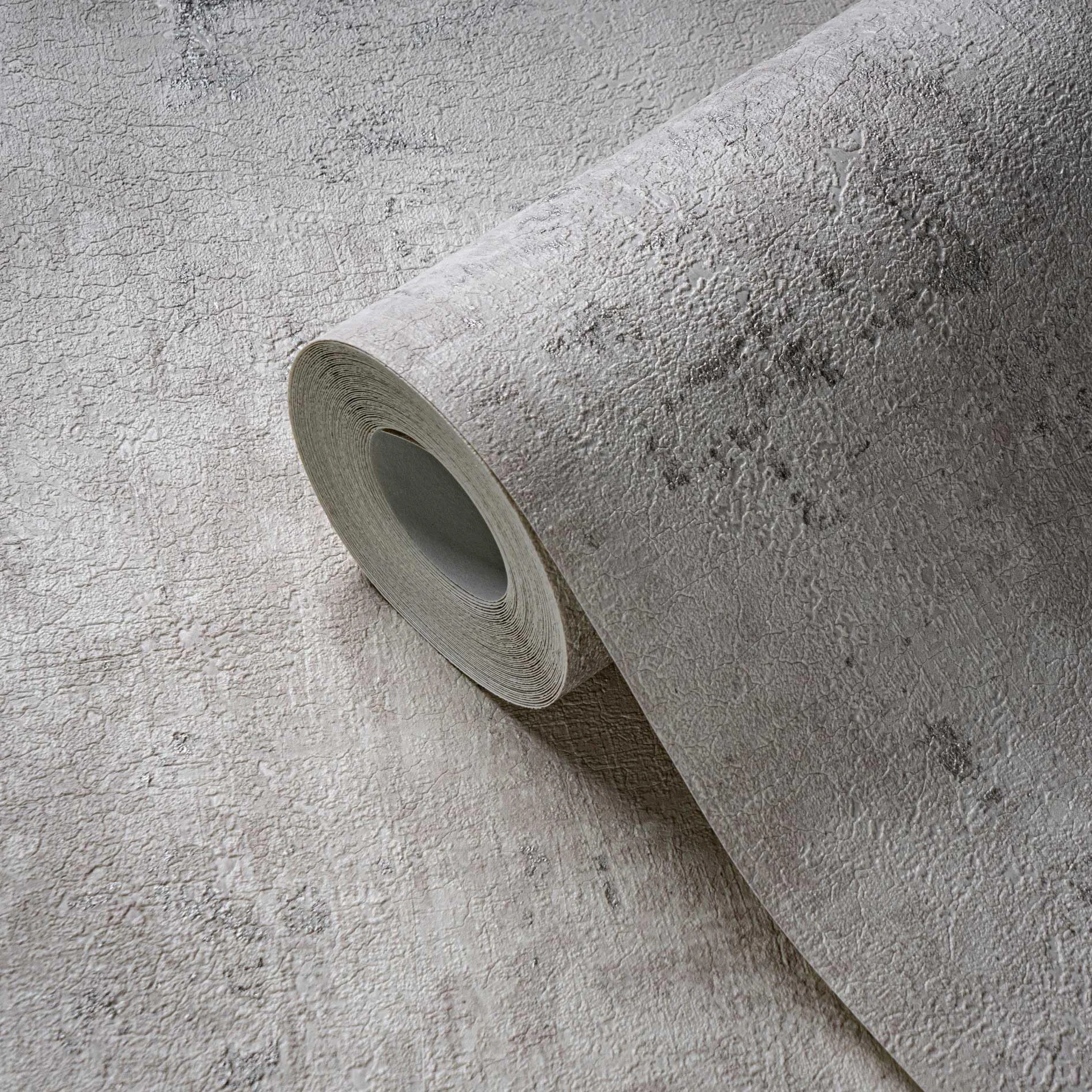Livingwalls Tapeta przemysłowa beton biały metaliczny srebrny 10,05 m x 0,53 m Made in Germany