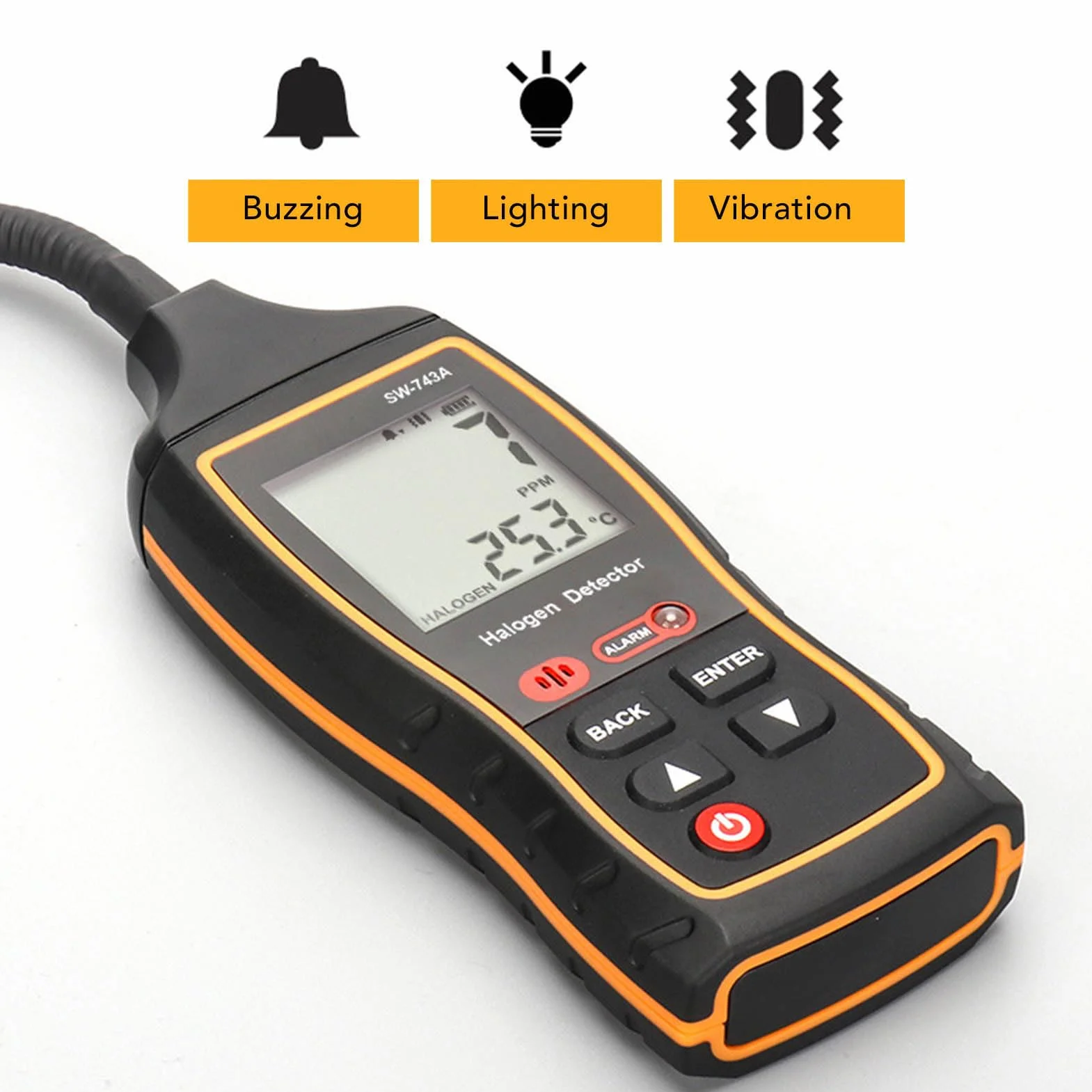 Detektor Gazu, Detektor Gazu Halogenowego 0 Do 1000 PPM Dźwięk Światło Alarm Wibracyjny Cyfrowy Tester Wycieku Czynnika Chłodniczego W Klimatyzacji, Regulowana Czułość