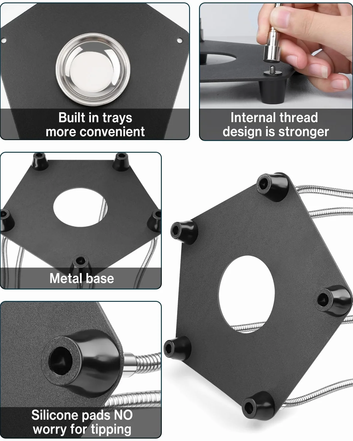 Stacja lutownicza trzeciej ręki, pomoc w lutowaniu, uchwyt na płytkę drukowaną, narzędzia do rękodzieła, warsztatu, stacja pomocnicza z USB LED, 3 x lupa, cztery ramiona pomocnik rzemiosło biżuteria