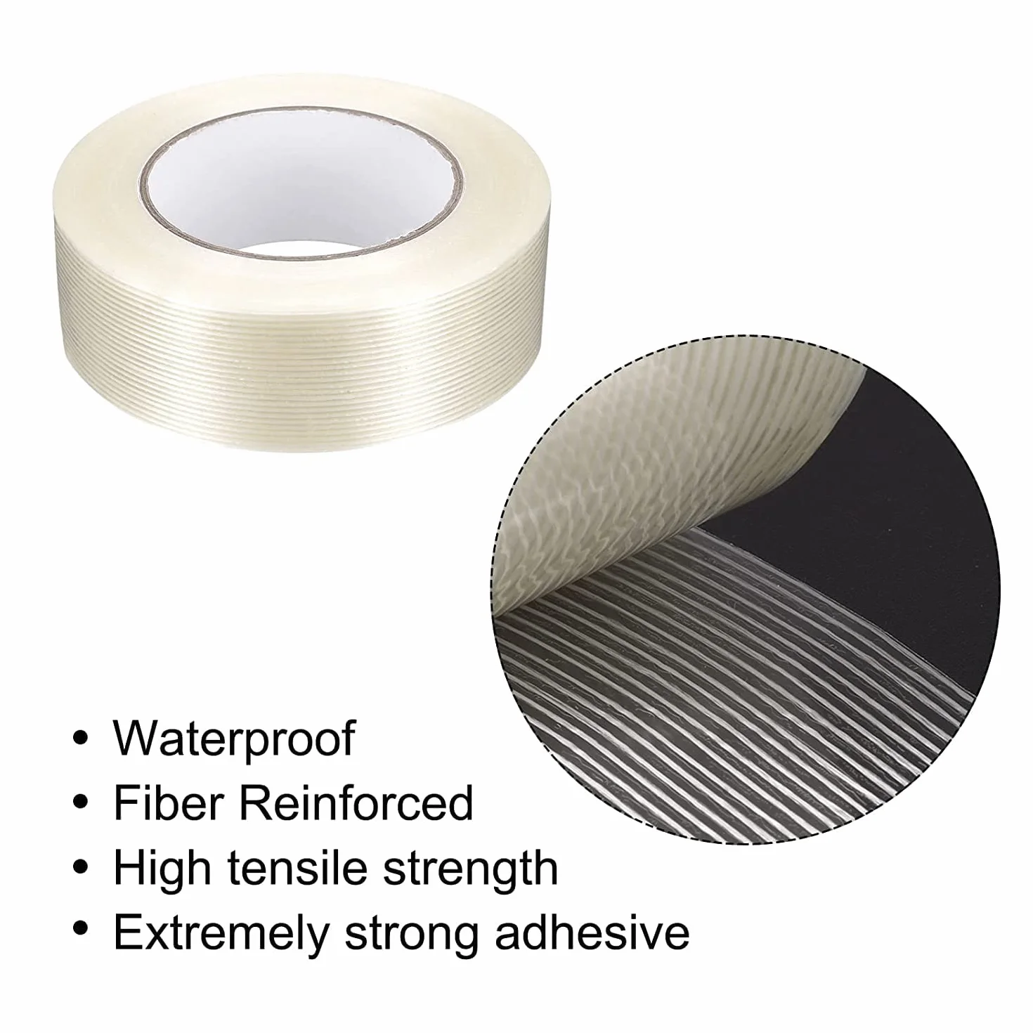 GTIWUNG Wzmocniony Filament, Taśma Wzmacniana Włóknem Szklanym 30 mm x 50 m, do Pakowania i Owijania