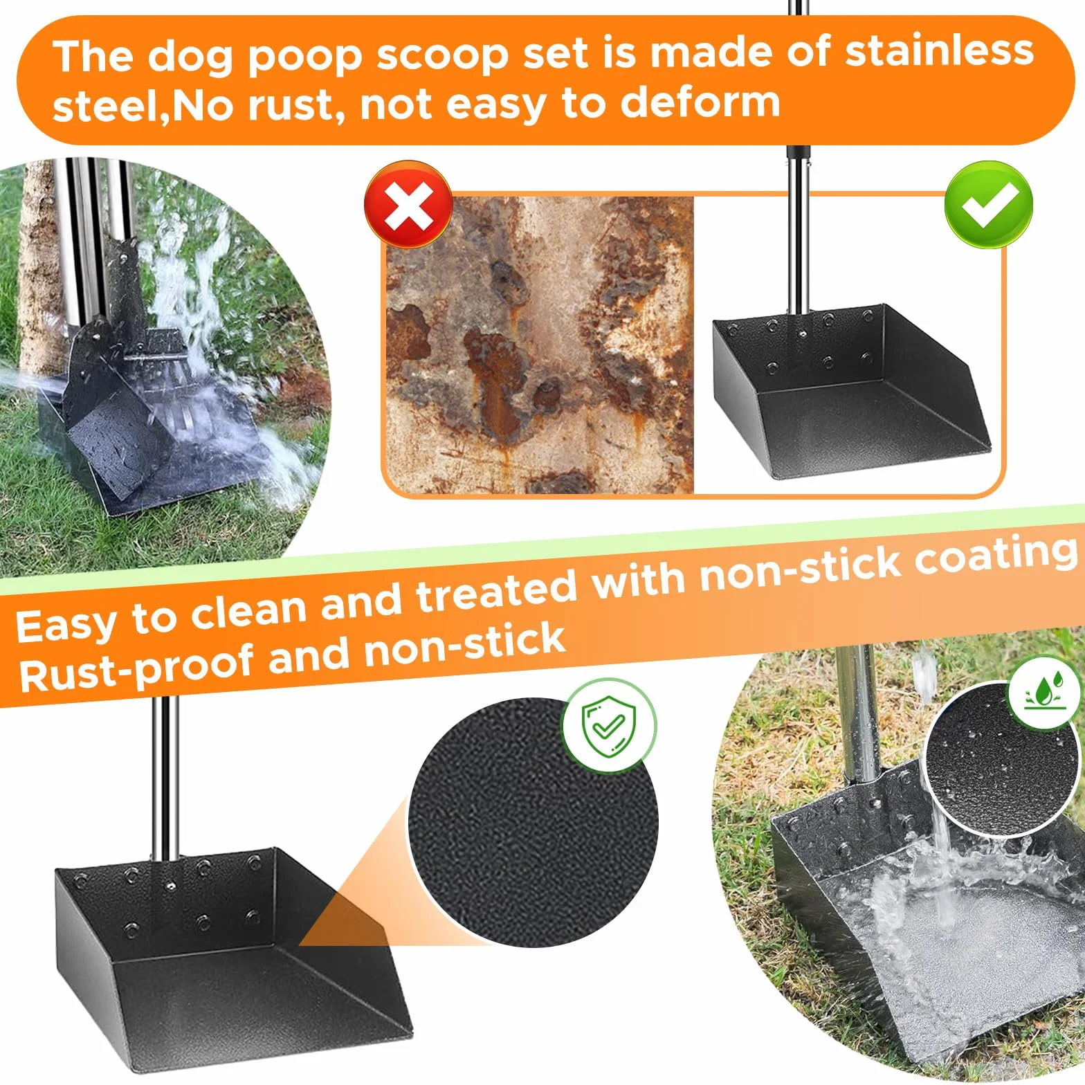 Anluomania 3-pak zbierania odchodów dla psów, zbieracz na odchody dla psów z grabiami, zbieranie odchodów dla psów z regulowanym długim uchwytem 97 cm, Dog Pooper Scooper do trawników, trawy