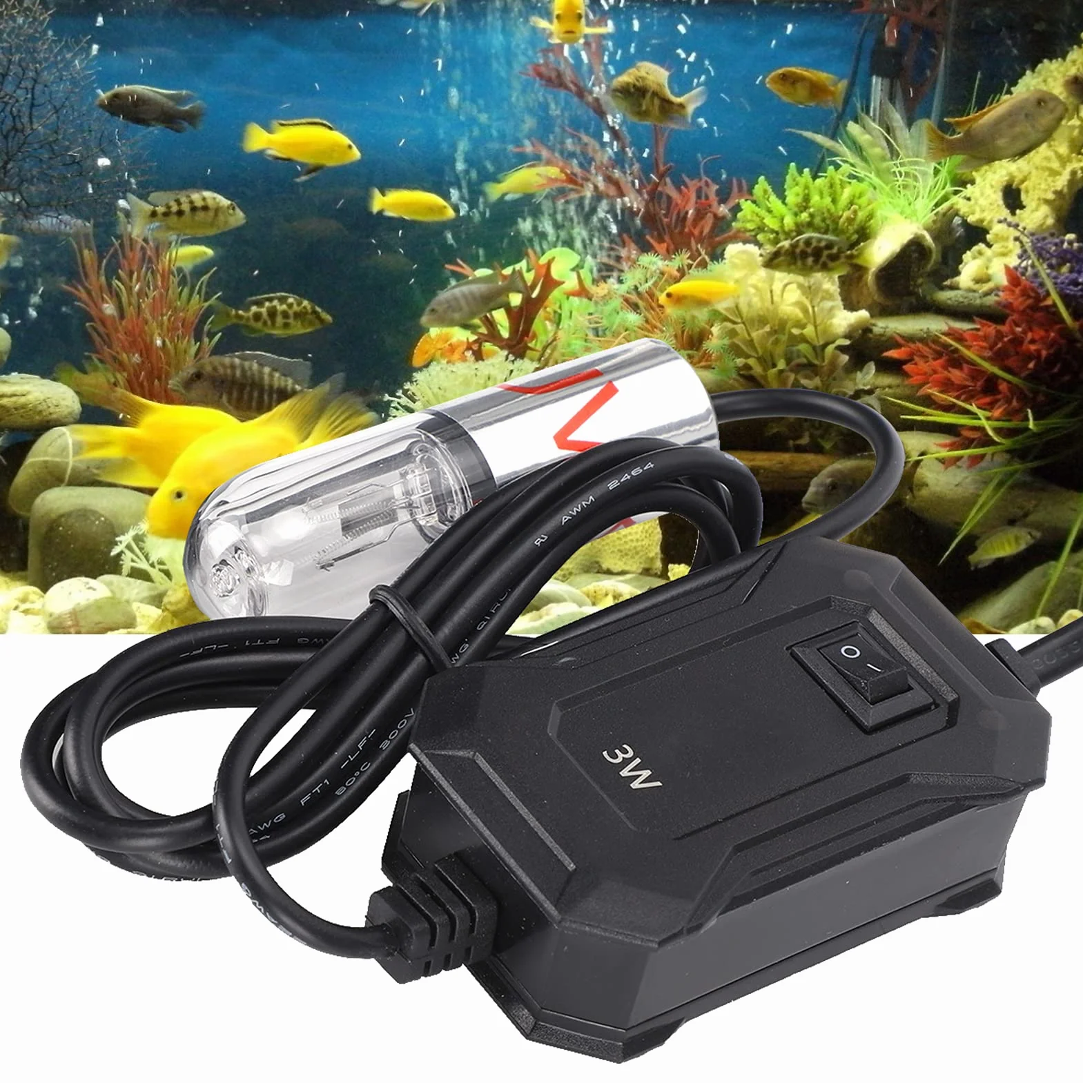 Lampa Aquarium Clean Light 3W Wodoodporna UV Sanitizer Fish Tank Light 10 000 godzin Zatapialne z mocowaniem Przyssawka do czyszczenia glonów