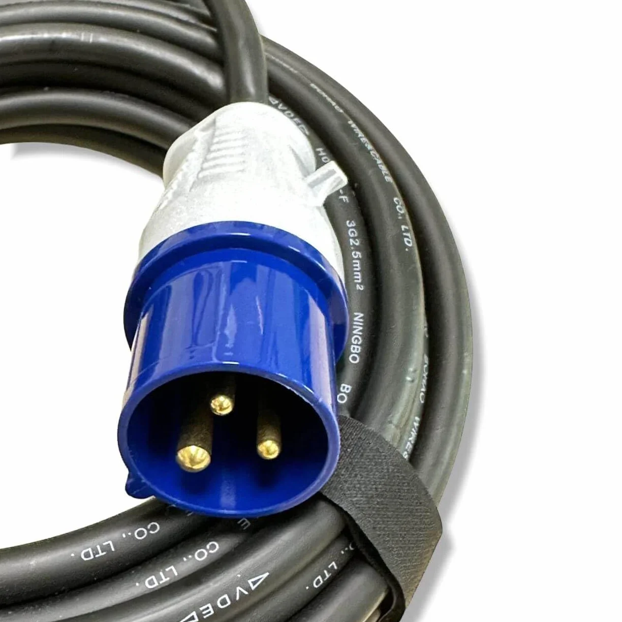 Zestaw kabli kempingowych CEE 10 m – kempingowy kabel zasilający H07RNF 3G2,5 3 x 2,5 mm 230 V 16 A IP44 + 2 zapięcia na rzepy – kabel przedłużający – kabel do przyczepy kempingowej wtyczka