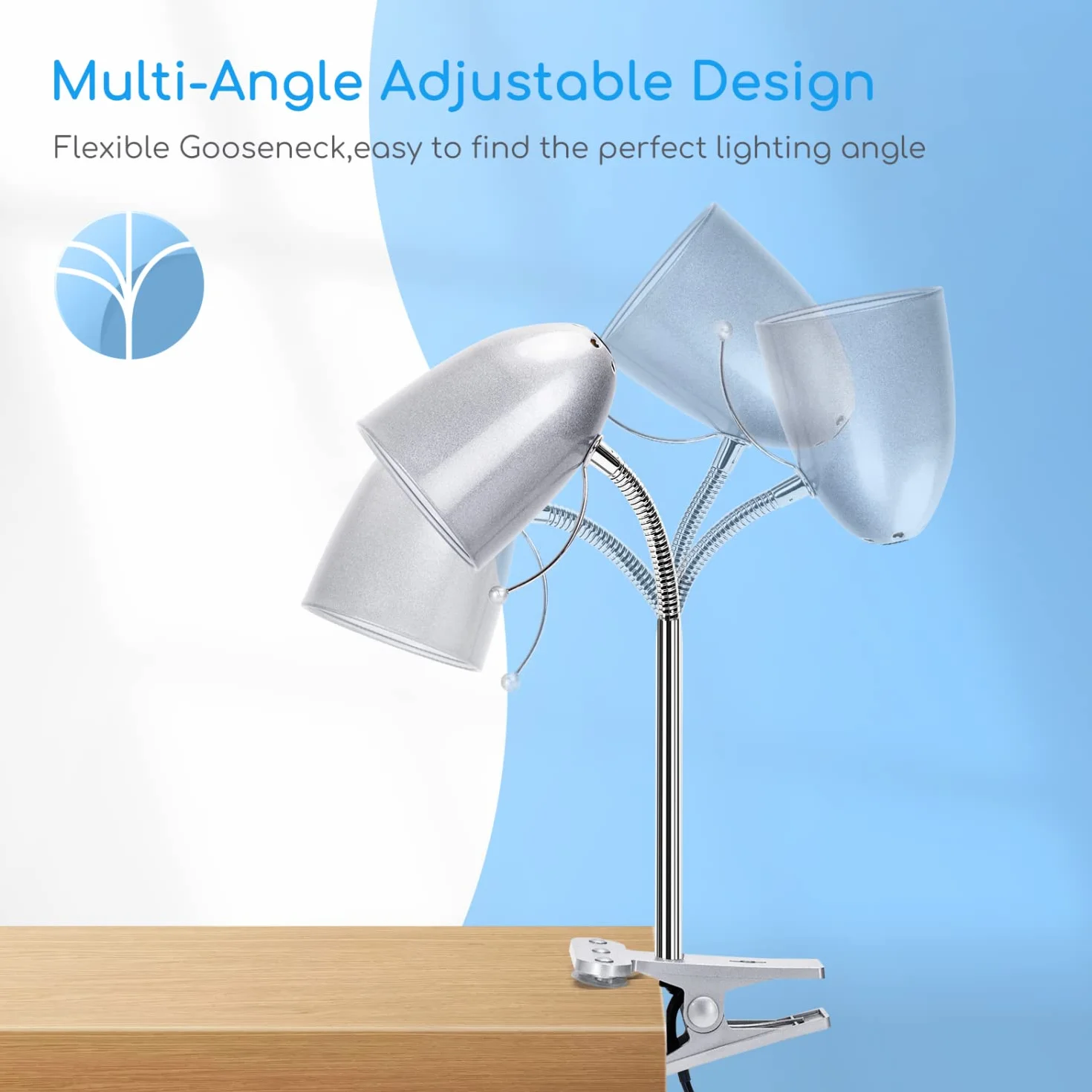 Aigostar Lampa biurkowa z zaciskiem Retro E27 240V Srebrny