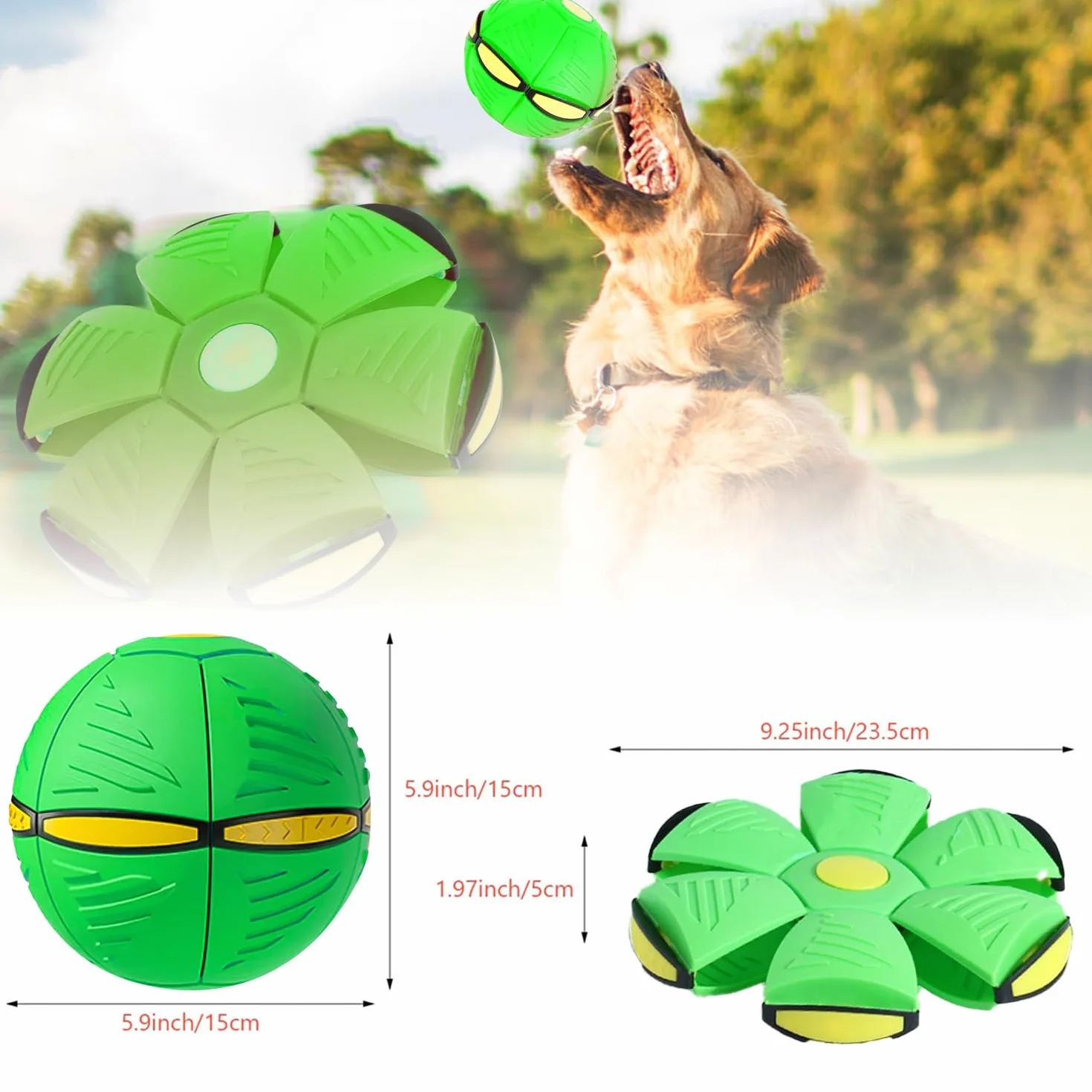 Frisbee piłka dla zwierząt domowych, zabawka outdoorowa, latająca piłka ssąca dla psów, interaktywna zabawka dla psa, frisbee, do treningu psa, rzucania, łapania, zielona