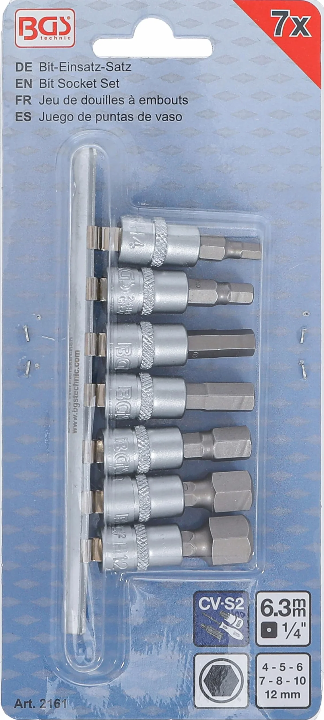 BGS 2161 Zestaw nasadek do bitów 6,3 mm (1/4") gniazdo sześciokątne 4-12 mm 7 szt.