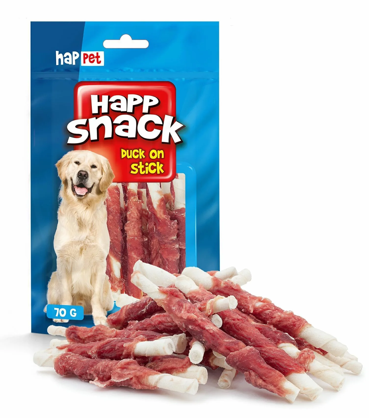 HAPPET® Aromatyczne paski z piersi kaczki na pałeczce 70g – naturalna przysmak dla psa, niskotłuszczowa nagroda wspierająca zdrowie zębów, bez sztucznych konserwantów
