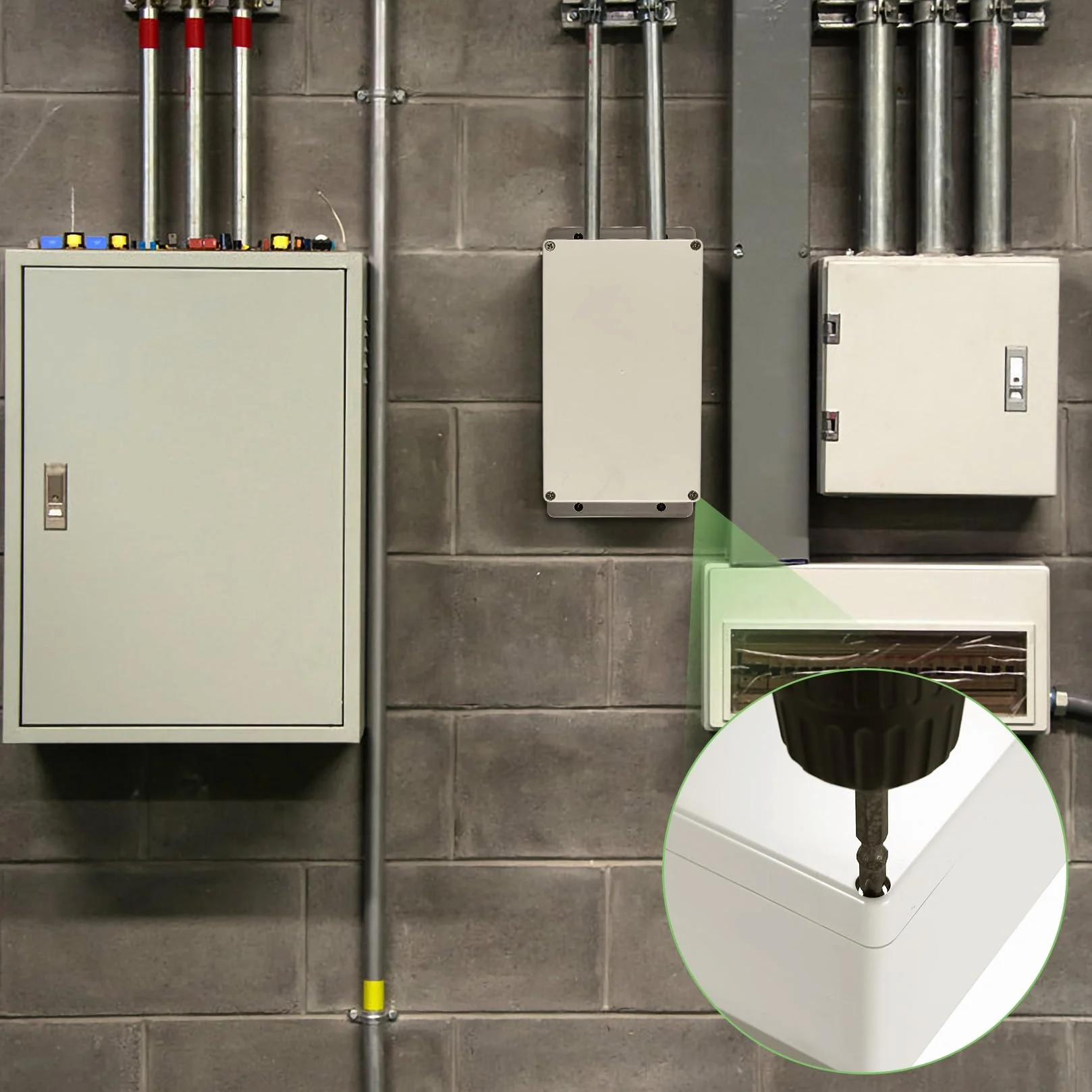 Elektroniczna skrzynka przyłączeniowa, wodoodporna puszka przyłączeniowa IP65, natynkowa skrzynka rozdzielcza, obudowa montażowa, obudowa z tworzywa sztucznego (szaro-biała ze stałymi uszami, 200 x