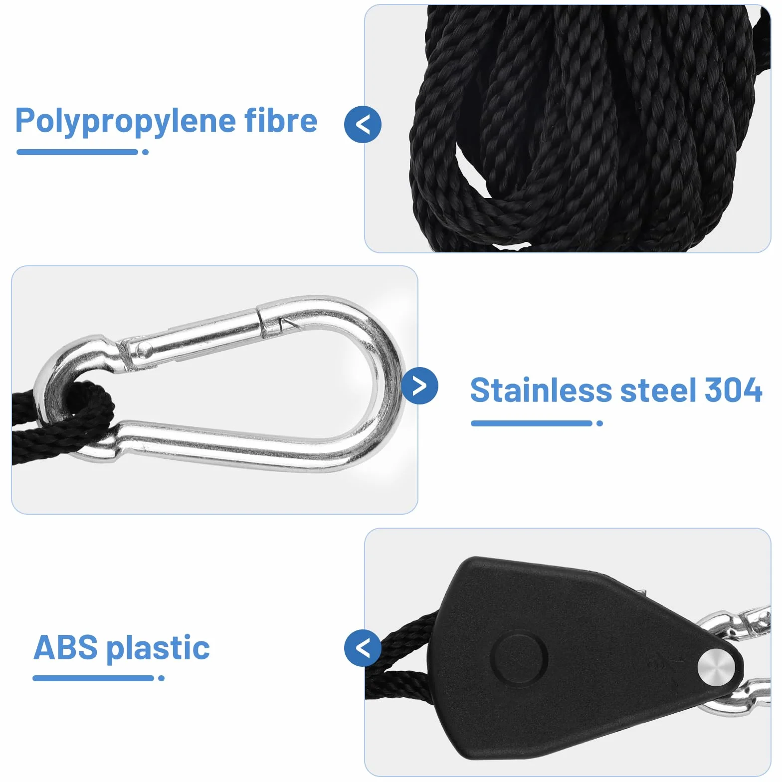 LALAGO 8 Stück Ratchet Hanger,Einstellbare Seil Seilhaken Ratsche Seilratsche 2M,1/8 Zoll Seilaufhänger Seilzugratsche Ratschenseil für Pflanzenventilator Licht Zimmerpflanzen