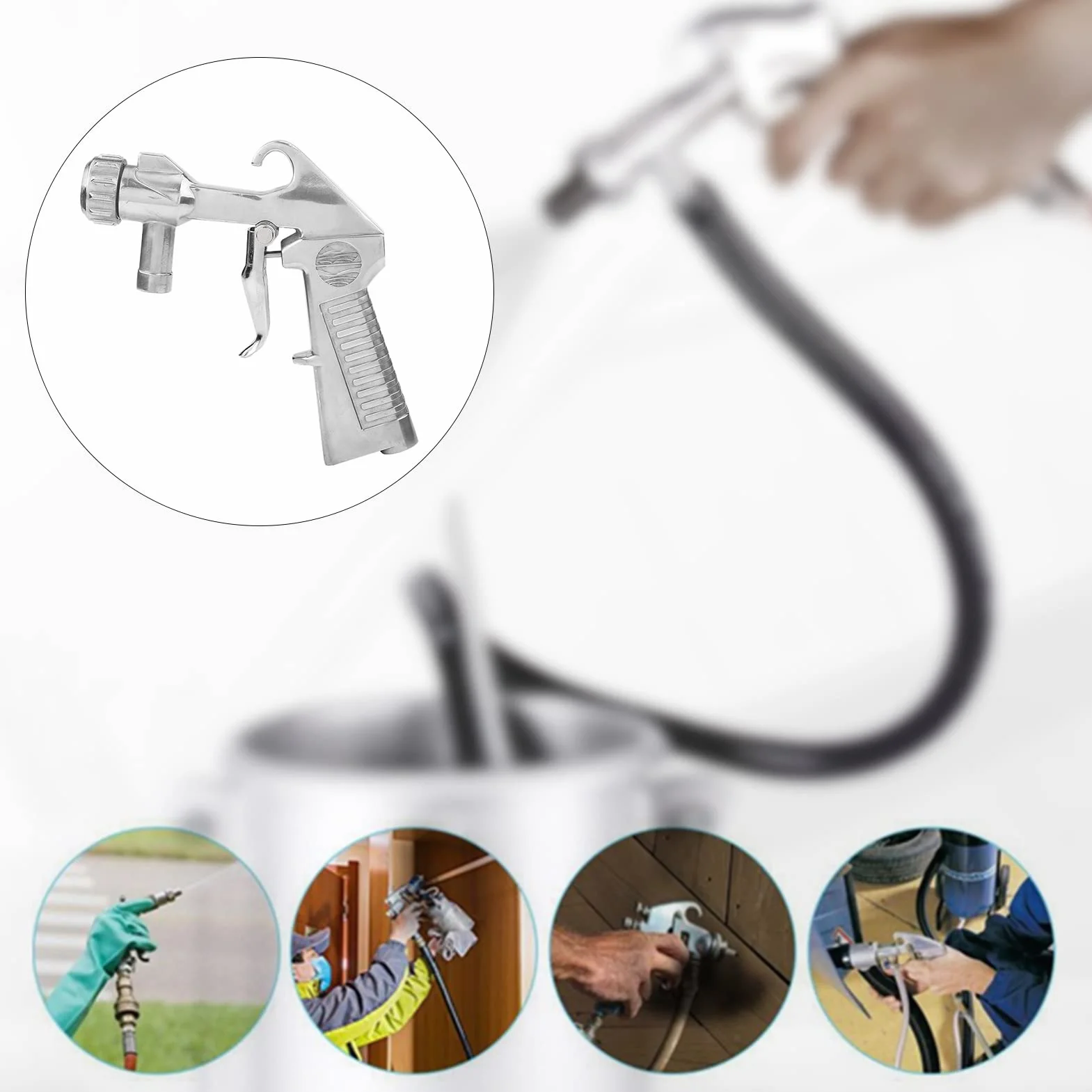 Piaskarka Pneumatyczny pistolet do piaskowania Zestaw do piaskowania Piaskarka Dysza syfonu powietrznego Piaskowanie ścierne z 4 dyszami ceramicznymi, użyj ciśnienia powietrza 60-120 psi