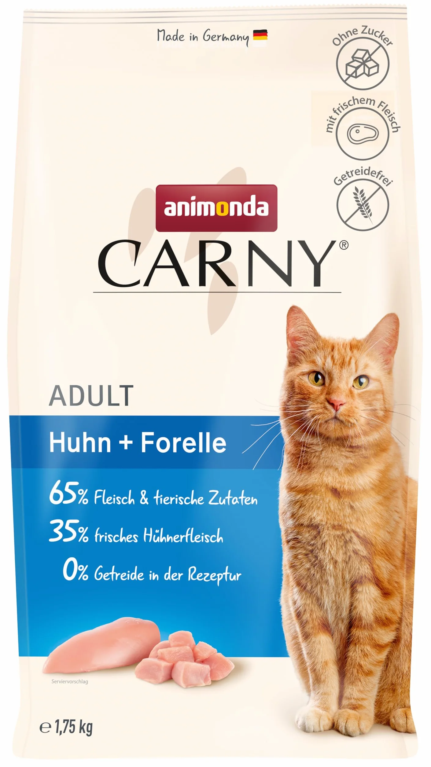 Animonda Carny Adult Cat Food - Dry Cat Food, Sugar-Free and Grain-Free - with Chicken + Trout, 1 x 350 g
