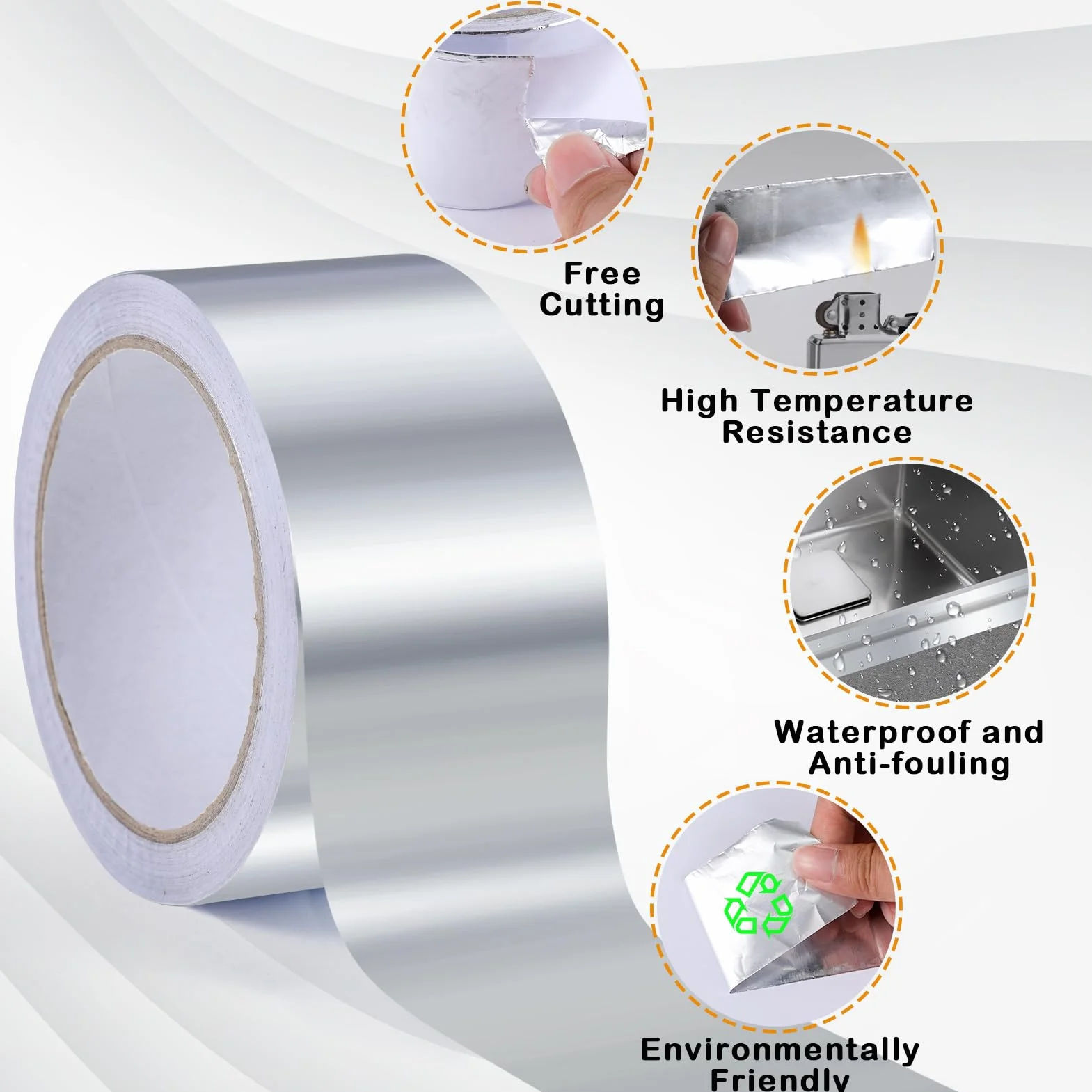 2 sztuki aluminiowej taśmy klejącej, wodoszczelna taśma klejąca do naprawy powierzchni metalowych, taśma aluminiowa do szybkich napraw w domu (50 mm x 20 m)