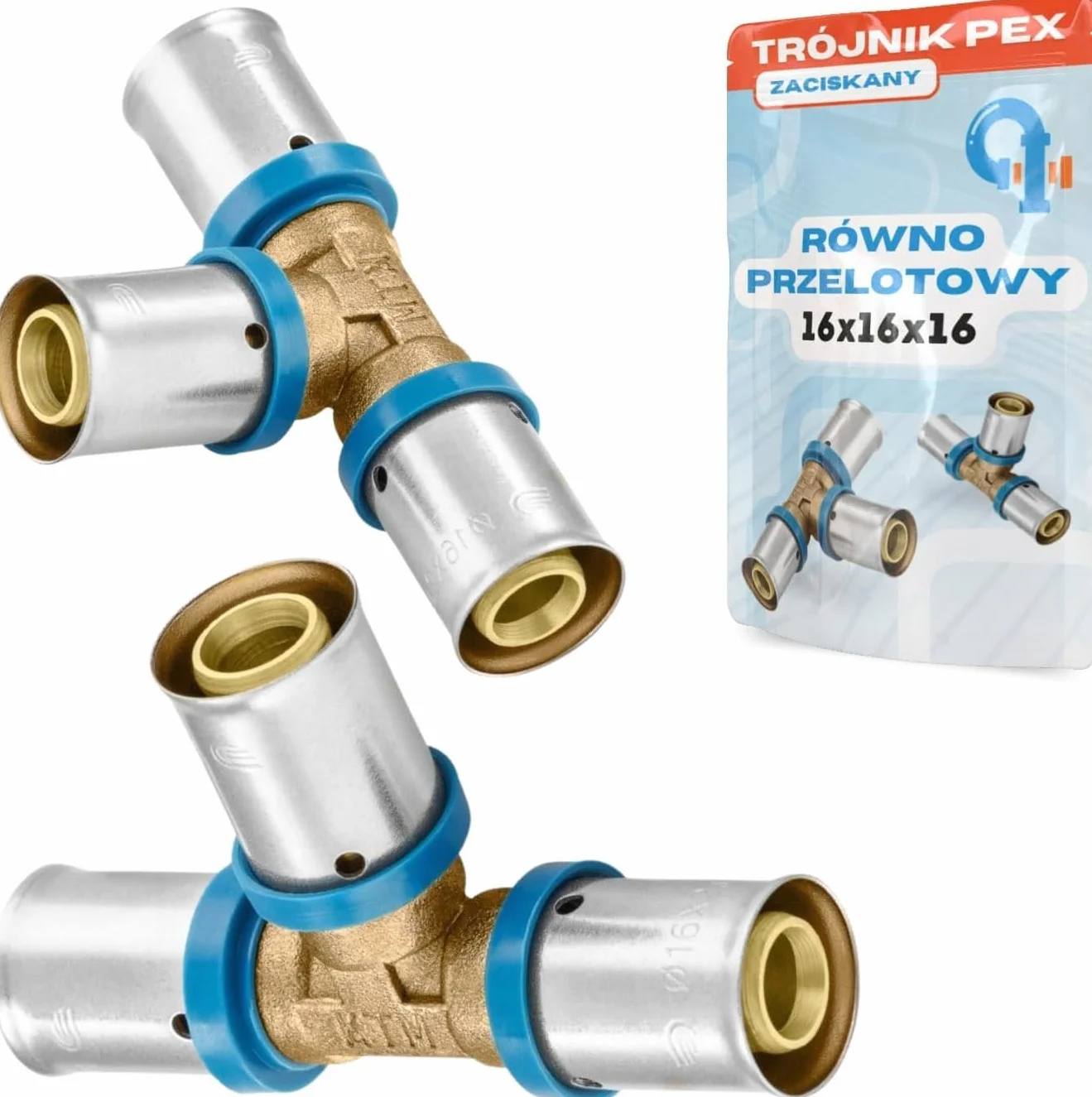 Rimex Złączka zaciskowa PEX trójnik 16 x 16 x 16 profil prasowany U