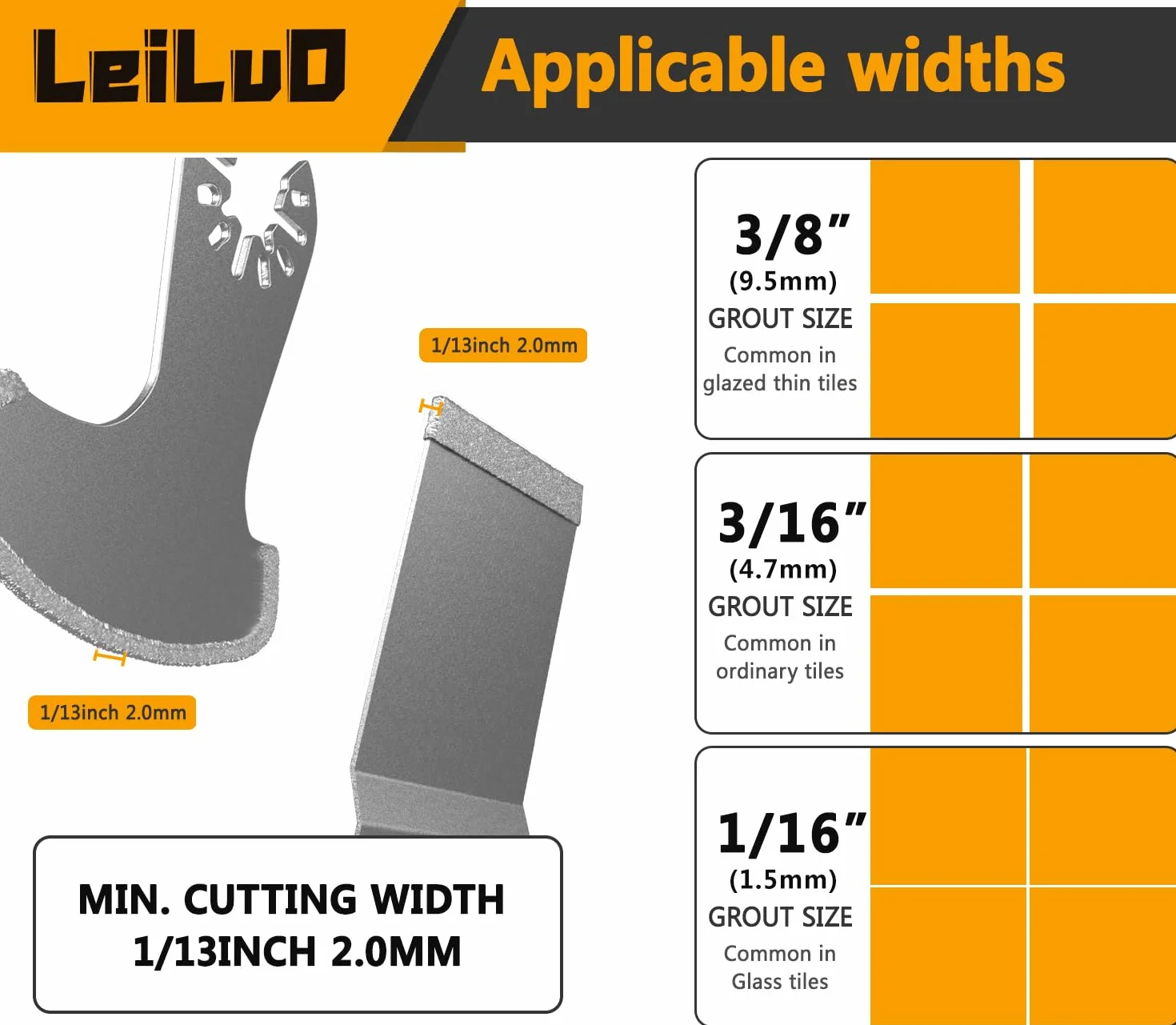 Zestaw diamentowych brzeszczotów do fug 6-częściowy 2 mm kompatybilny z DeWalt Makita Einhell Dremel