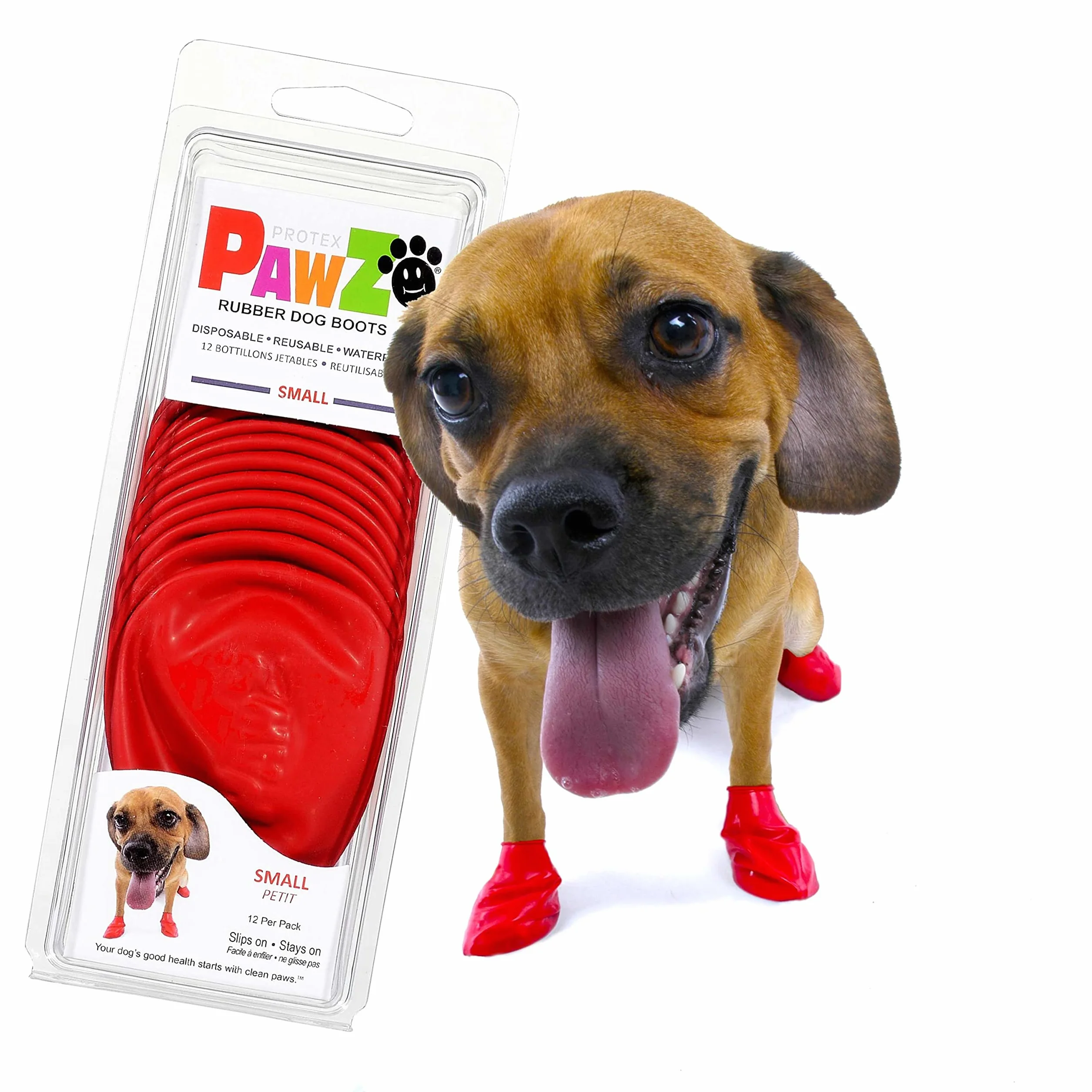 Pawz Durable All Weather Dog Boots, czerwone, małe