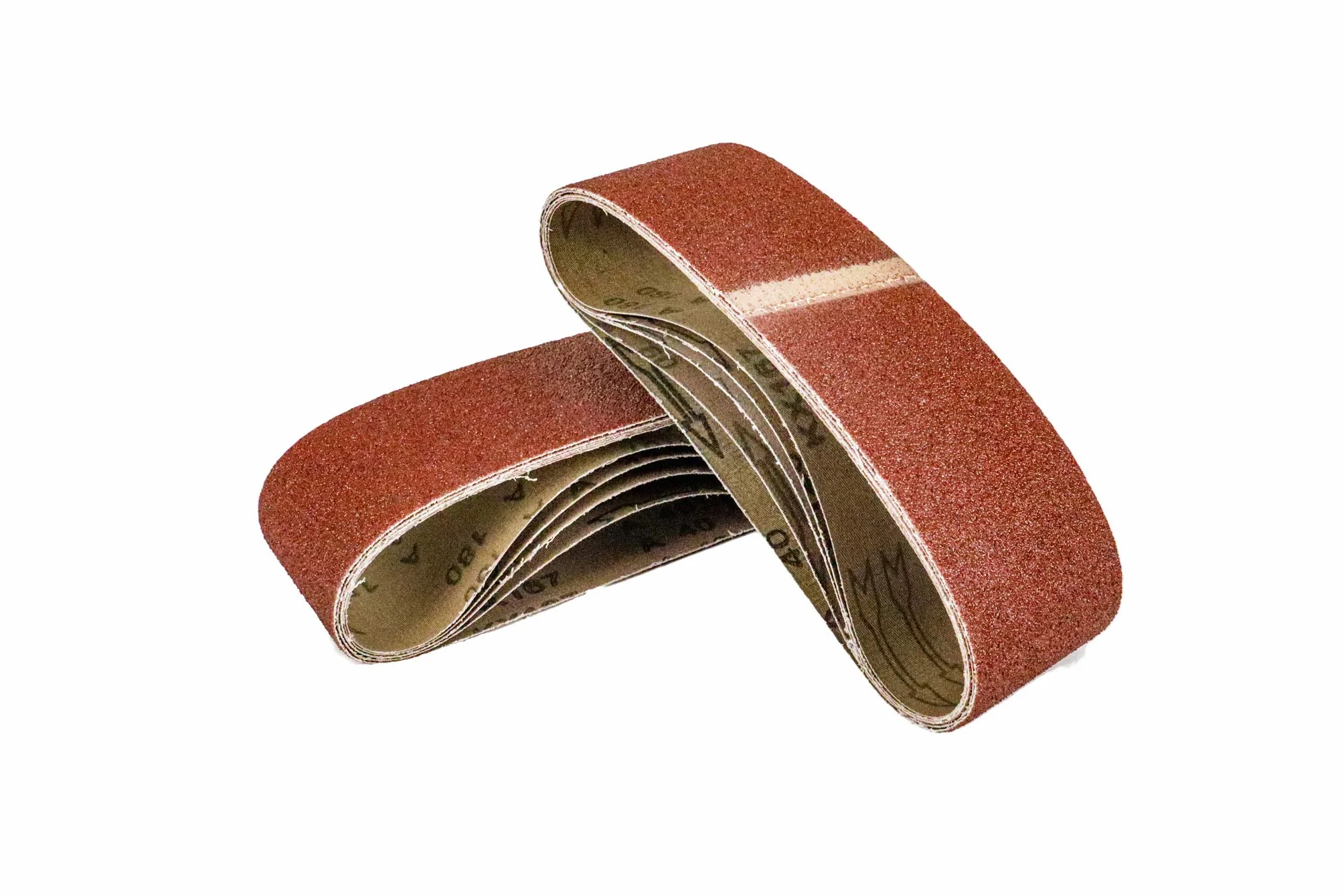 30 sztuk/taśmy ścierne do tkanin / 75 x 533 mm/po 6 x ziarno 40-60 - 80-120 - 180 / do szlifierek taśmowych/papieru ściernego/zestawu taśm ściernych