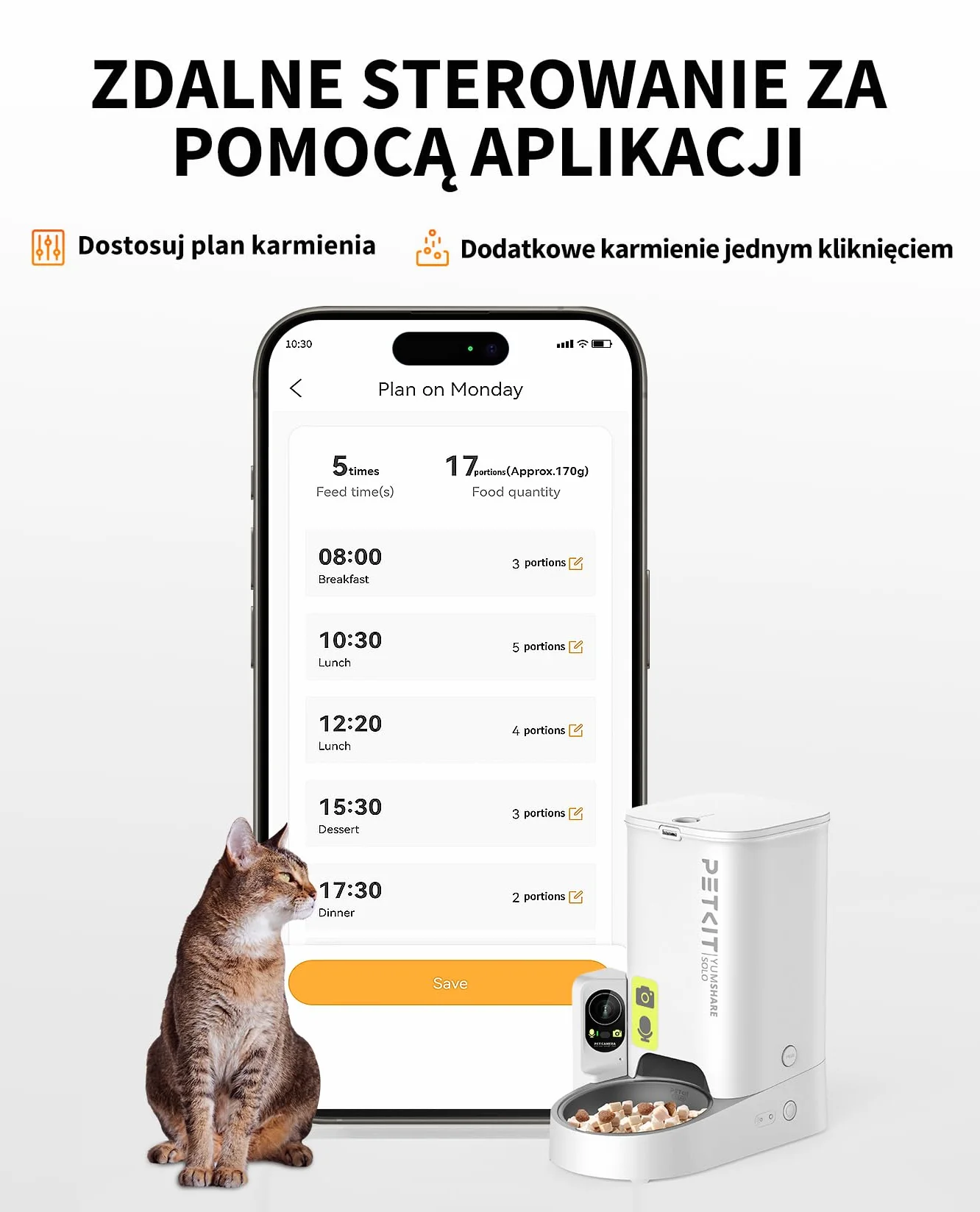 PETKIT Automatyczny Dozownik Karmy dla Kota z Kamerą, 1080P HD, Funkcja AI, 3L Automatyczny Podajnik Karmy dla Kotów/Psów, Dwukierunkowe Audio, 2.4G WiFi, Sterowanie APP, Miska ze Stali Nierdzewnej