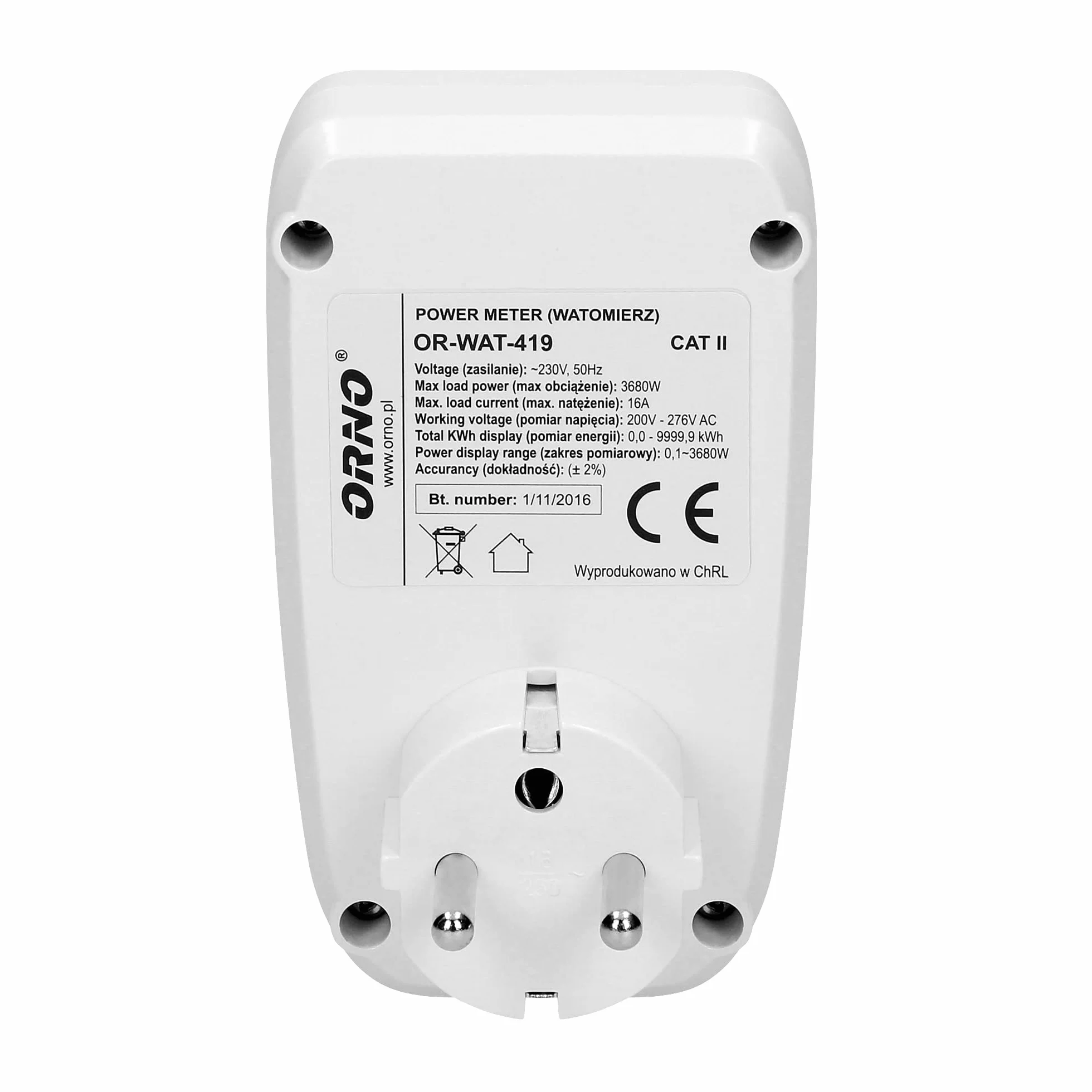 Orno WAT-419 licznik prądu do gniazdka elektrycznego (francuska wersja produktu)