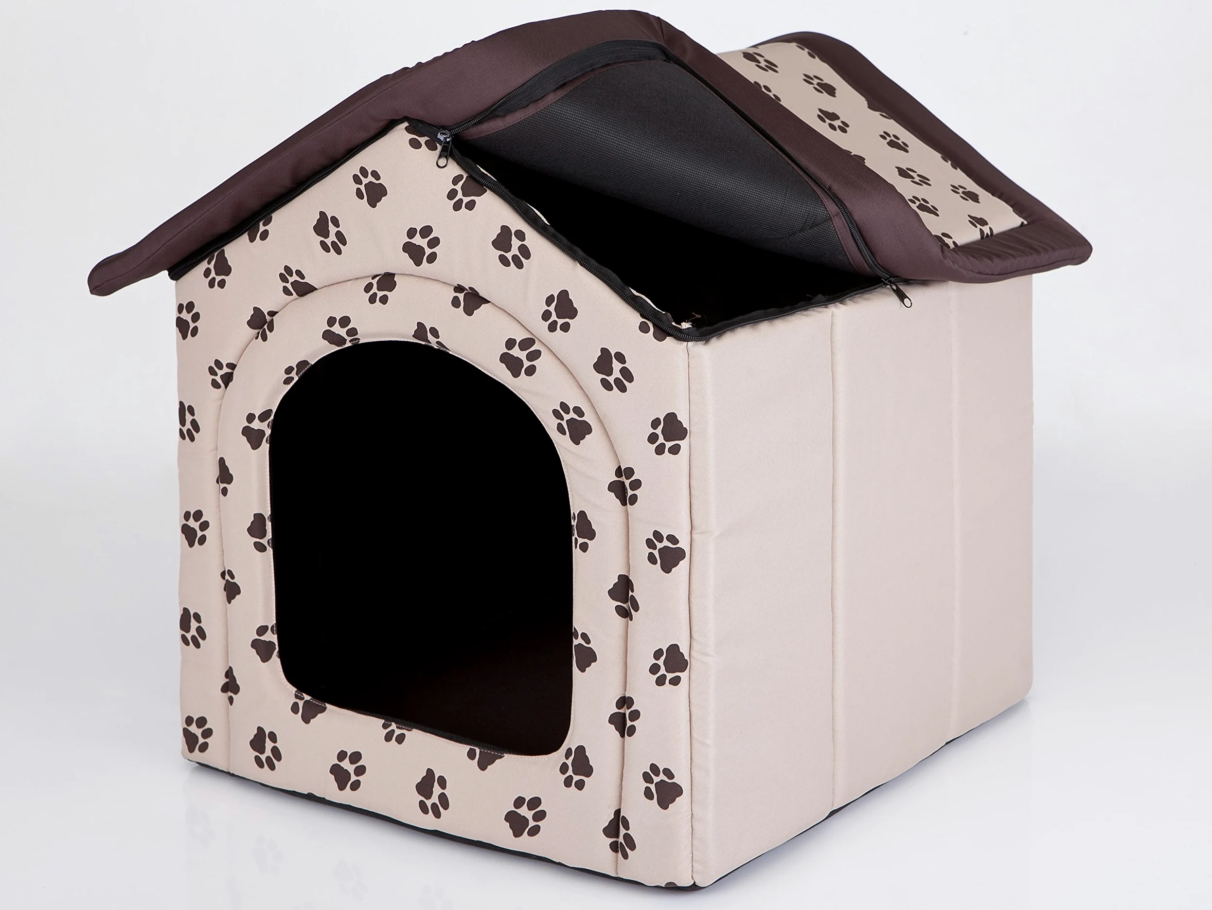 HobbyDog Domek dla Psów i Kotów Średni 44 x 38 x 45 cm Beżowy z Wyjmowanym Dachem