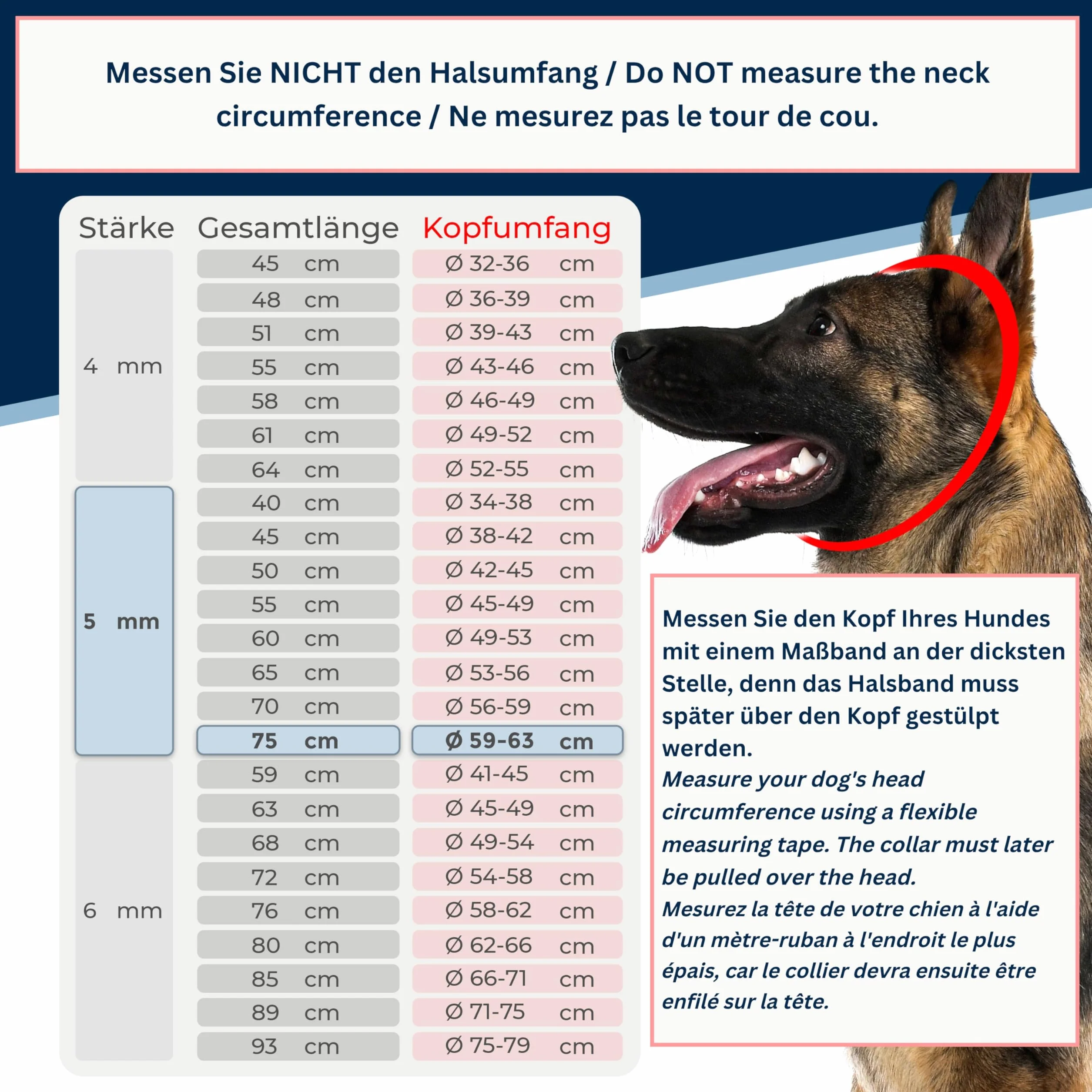 Nierdzewny łańcuszek z blokadą do treningu psów – obroża dla psa ze stali nierdzewnej – długie ogniwa o grubości 5 mm – długość 75 cm naszyjnik dla psa z ogranicznikiem ciągu