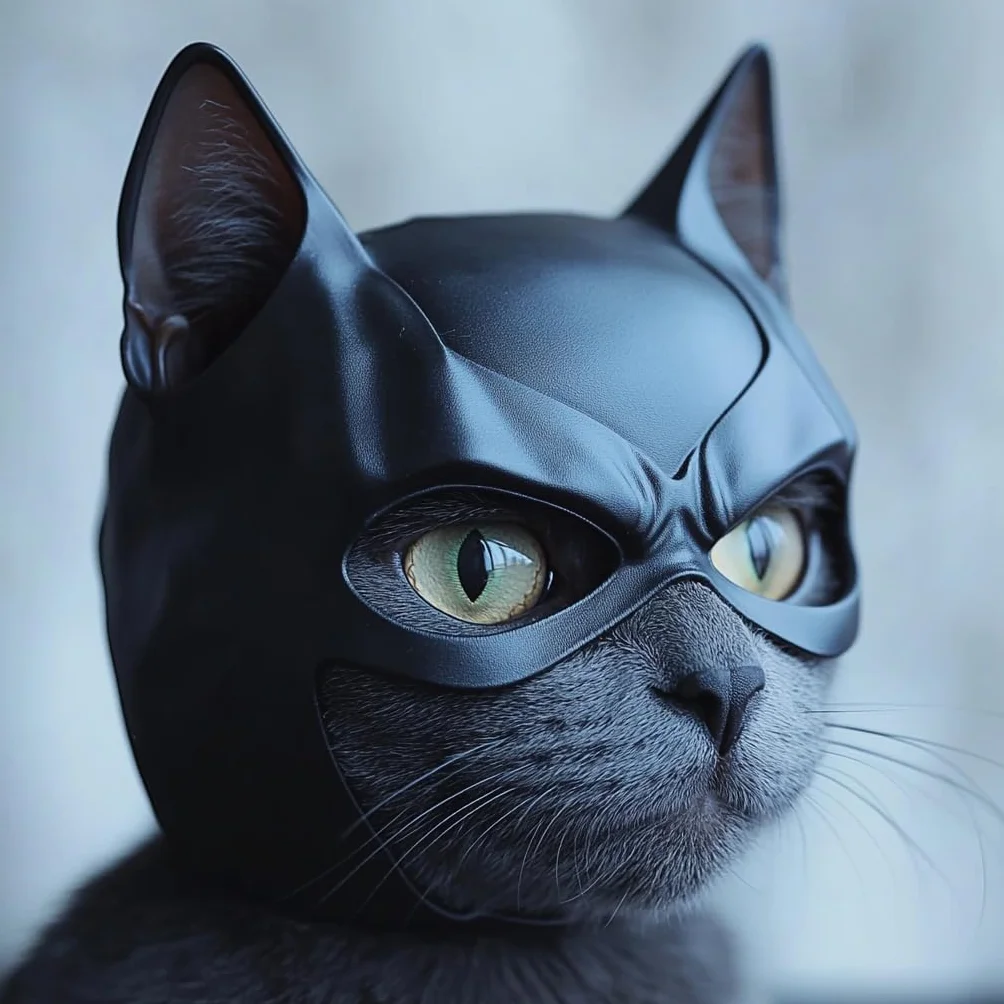 Maska Batcat - zabawna czarna maska nietoperza dla kotów, kostium zwierzaka na Halloween lub codzienną zabawę