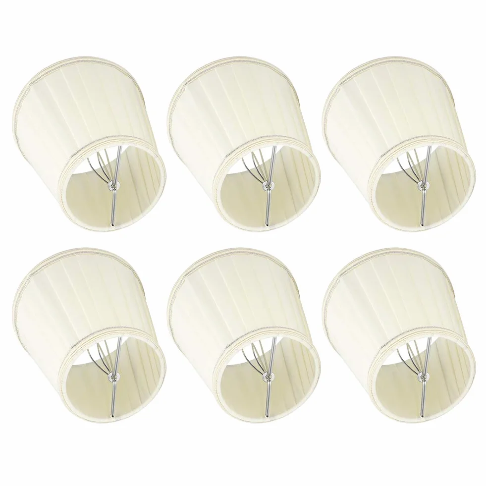 Nowoczesny Tkaninowy Abażur z Koronkową Krawędzią, E14, 3,5x5,1x5,5 Cala, 6 Sztuk, do Lamp Stołowych i Ściennych