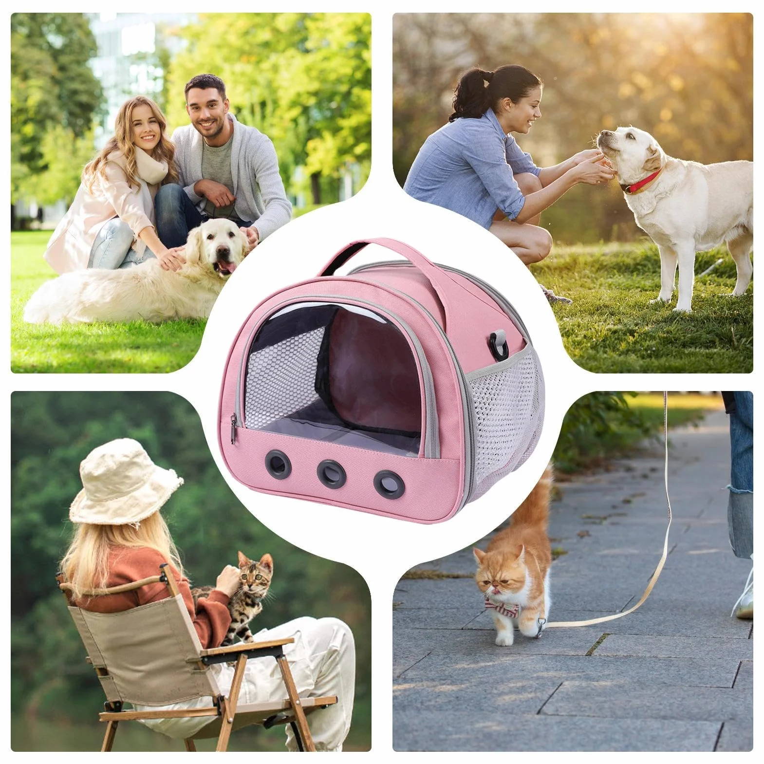 Portable Guinea Pig Carrier Bag Multifunctional 22x19x18cm Oxford Cloth PVC Transparent Window