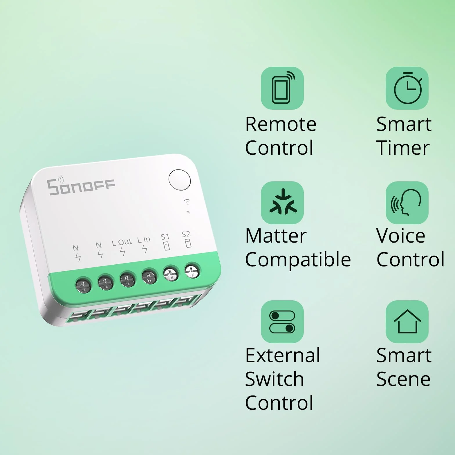 SONOFF MINIR4M Matter Wlan Smart Relais, przełącznik WiFi 2-drożny mini moduł DIY, kompatybilny z Apple Home, Alexa i Google Home