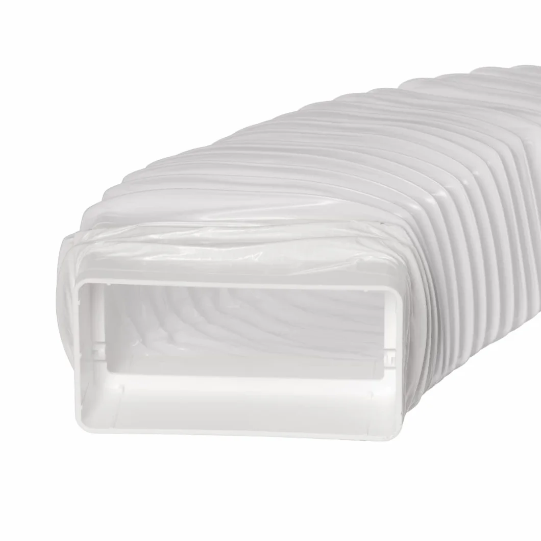 Prostokątny elastyczny wąż kanałowy PCW 110 x 55 mm 50 cm biały