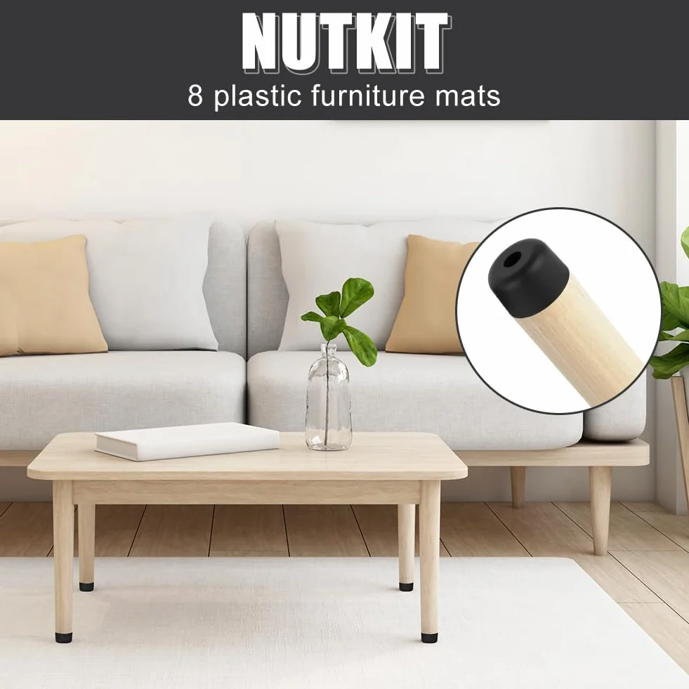 8 SZTUK Nogi Meblowe Antypoślizgowe Trwałe Meble z 8 SZTUKI M5 Śruby, Średnica 50 mm, Ochraniacze Podłogi Do Szafy, Stołu, Krzesła, Sofy (Czarne)