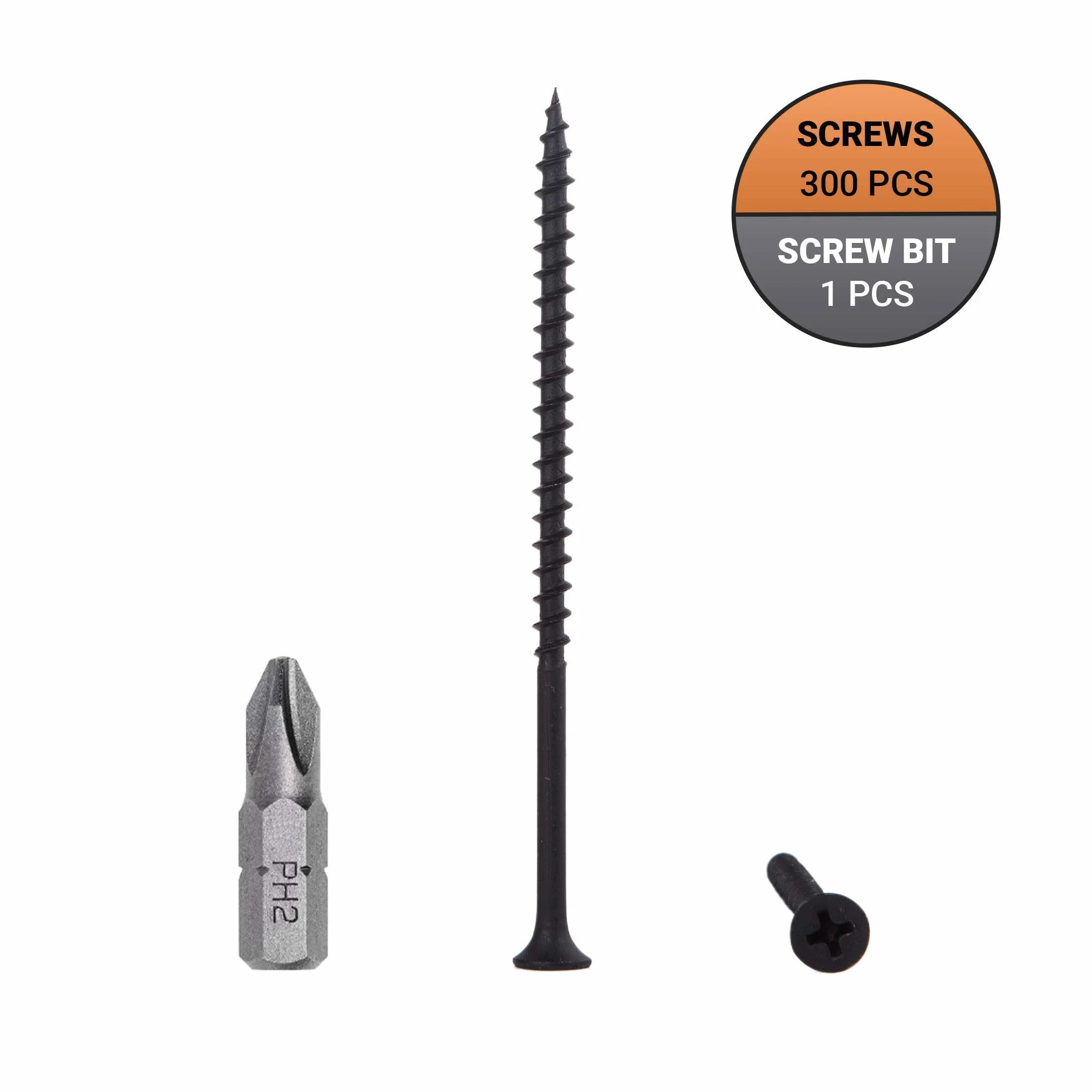 (300 sztuk) czarne fosforanowe, stal węglowa 4,2 x 90 mm wkręty do drewna, śruby do płyt gipsowo-kartonowych, uchwyty do płyt wiórowych, Philips Bugle Head (300, 4,2 x 90 mm)
