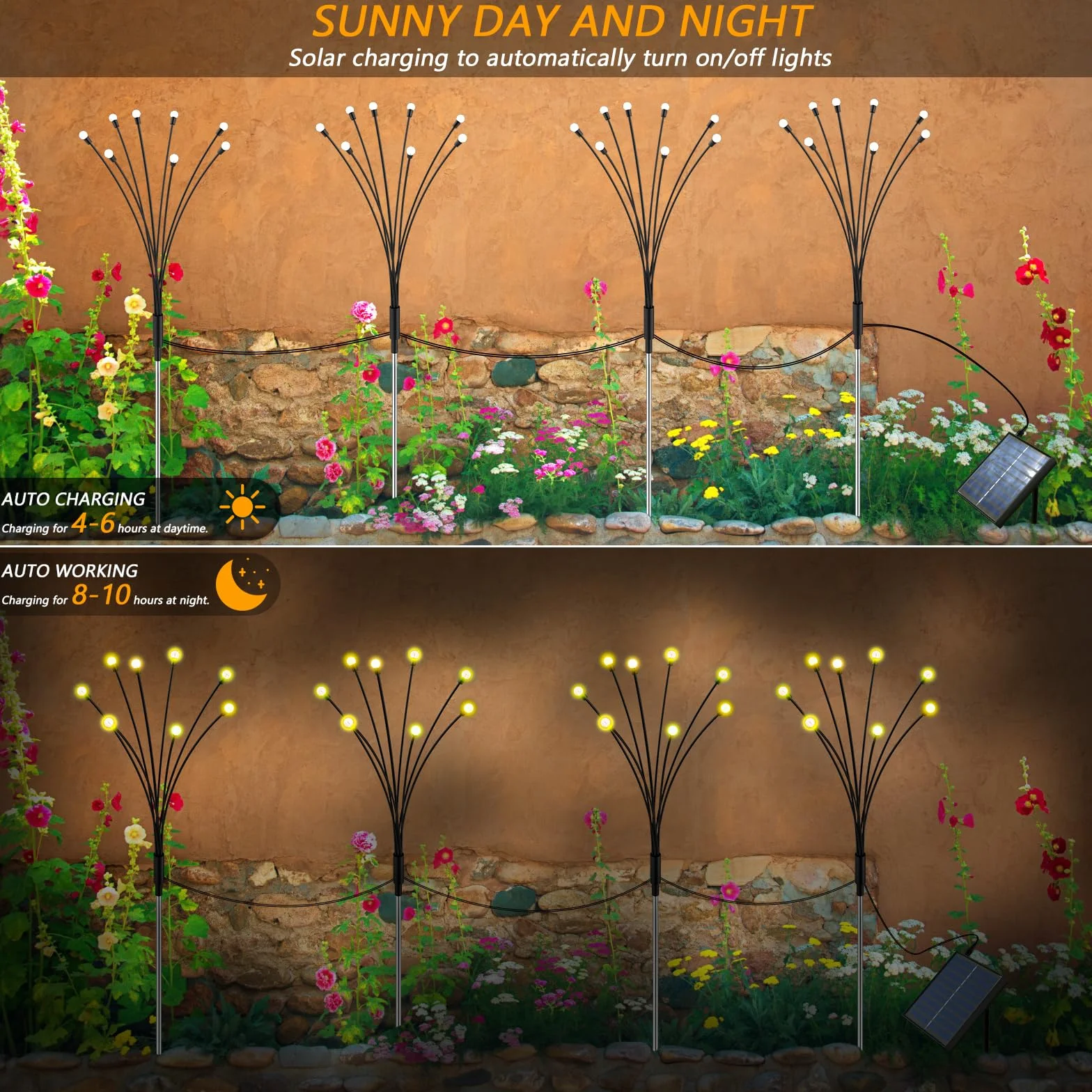 AONESY Lampy solarne do użytku na zewnątrz, do ogrodu, 4 sztuki, 32 diody LED, wodoszczelne, do ogrodu, na taras, podwórko, drzewa, imprezę, festiwal, wesele (ciepła biel)