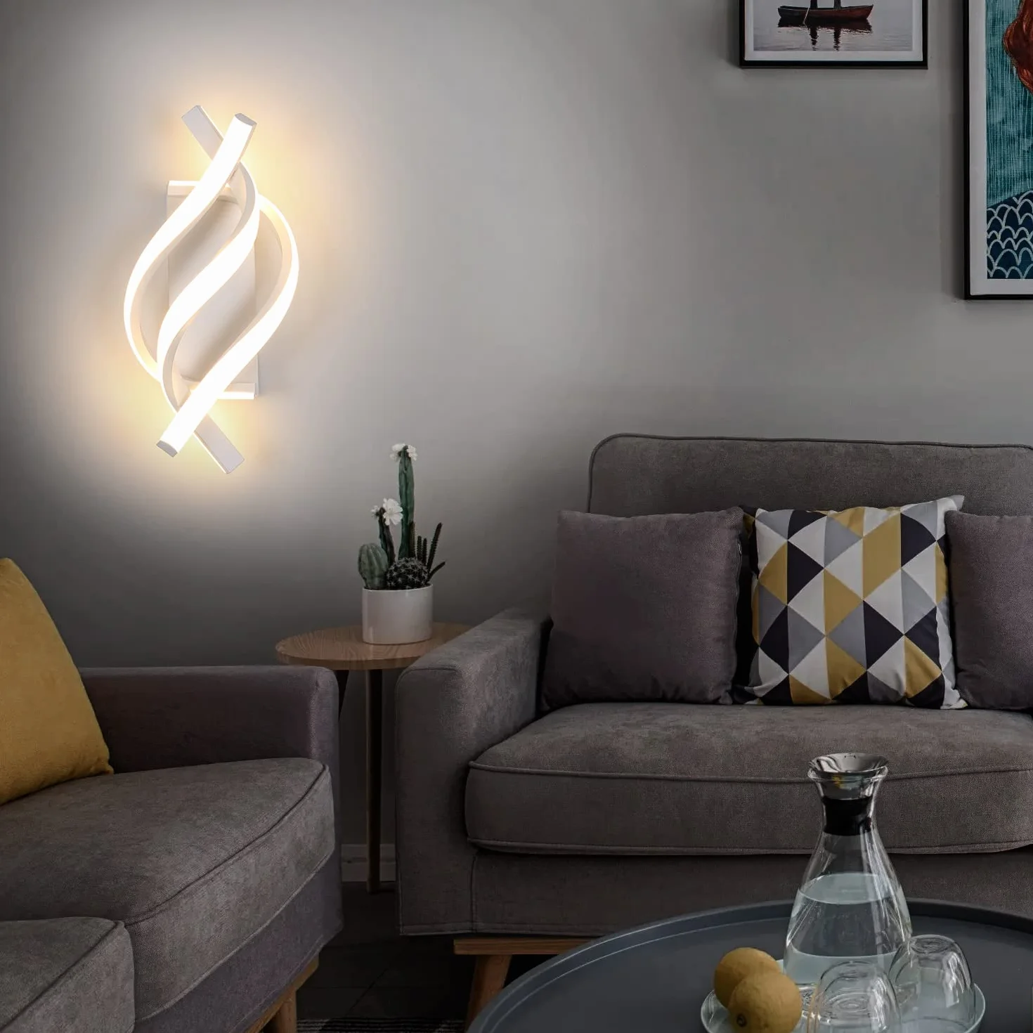 Comely Wewnętrzny Kinkiet LED, 22W Nowoczesna Lampa Ścienna, Akrylowe Oświetlenie Oprawa Ścienna 2500LM Do Salonu Sypialni Holu Schodów