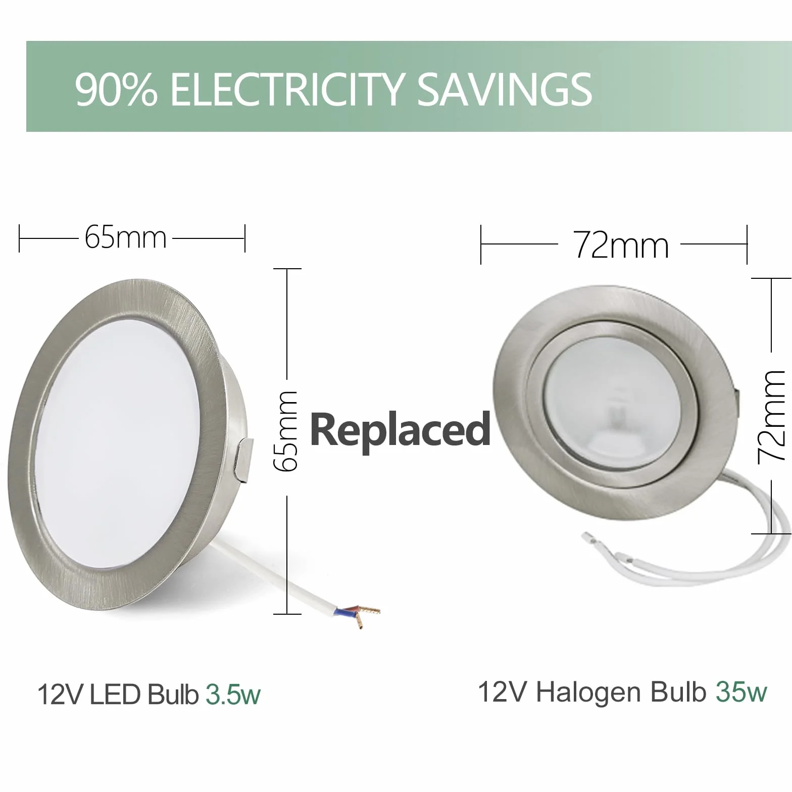 Zestaw 3 opraw meblowych 12V 3,5W, LED G4 reflektor ciepła biel 3000K, szczotkowany nikiel, możliwość ściemniania, alternatywa dla żarówek halogenowych