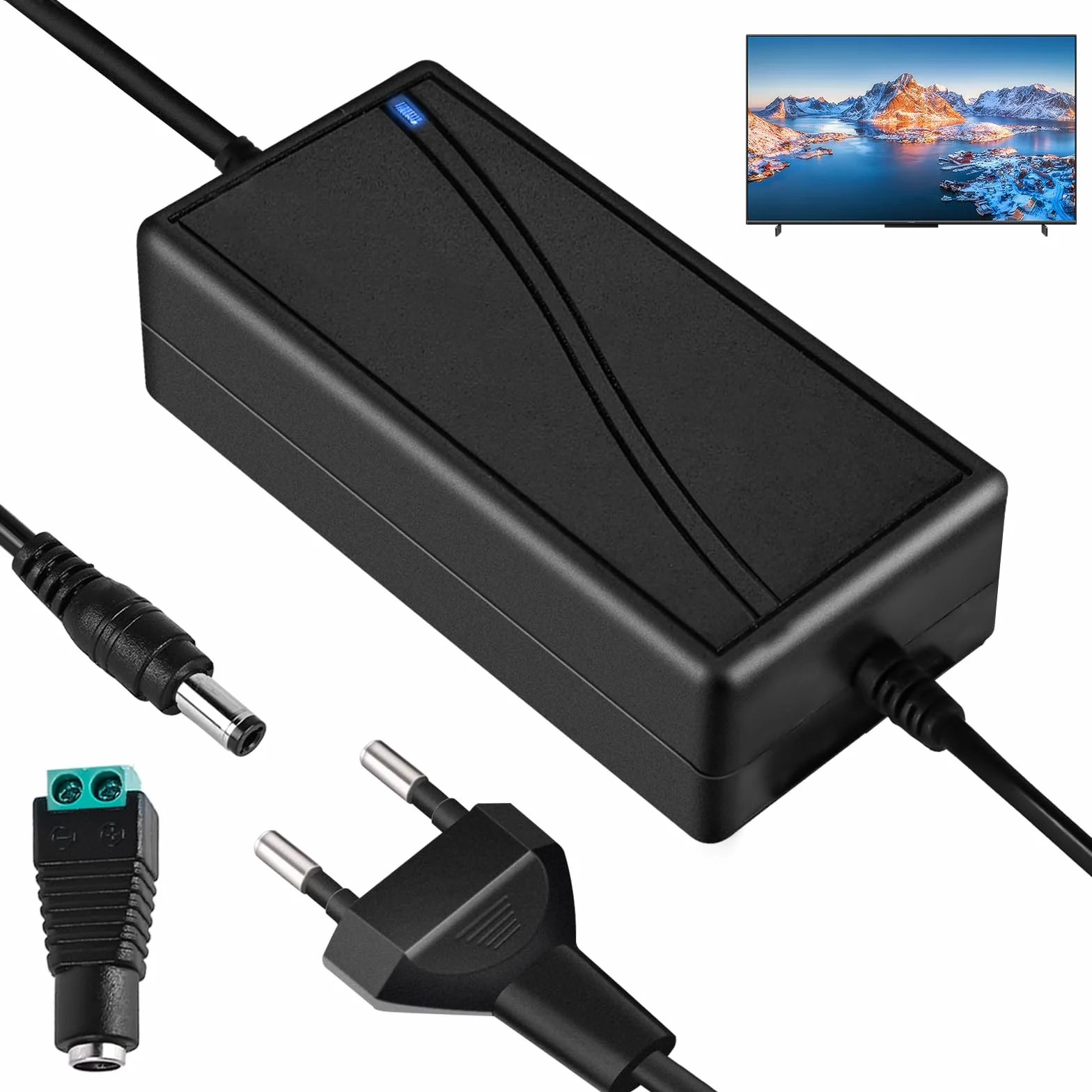 Transformator led 12 V 5 A adapter sieciowy: AC 100-240 V taśma LED wtyczka UE, zasilanie 12 V, uniwersalny adapter sieciowy, zasilacz wtykowy