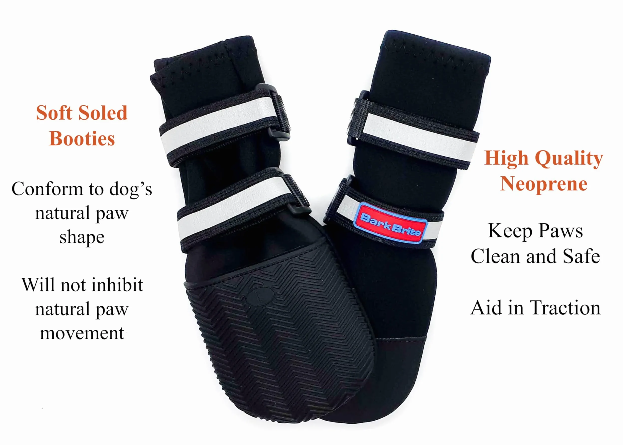 Bark Brite Neoprenowe buty dla psów na każdą pogodę, ochraniacze łap, z odblaskowymi paskami, rozmiar XXL (11 x 11 cm)