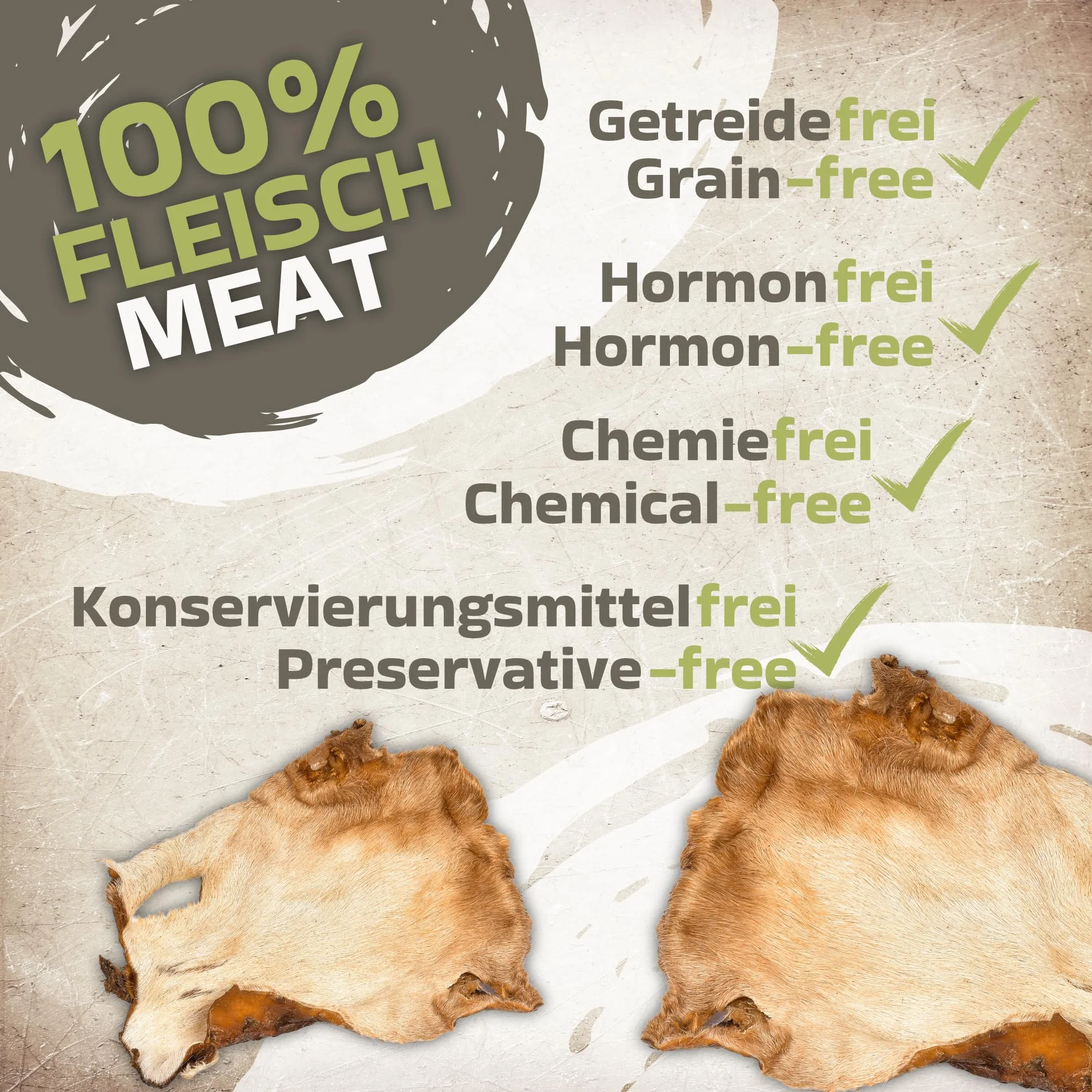 Skóra wołowa z sierścią dla psów 1 kg (ok. 15–20 sztuk) | Suszone gryzaki ze skóry wołowej | 100% naturalne | Z sierścią | Suszone powietrzem | Bez zbóż | Długi czas żucia dla małych i dużych psów