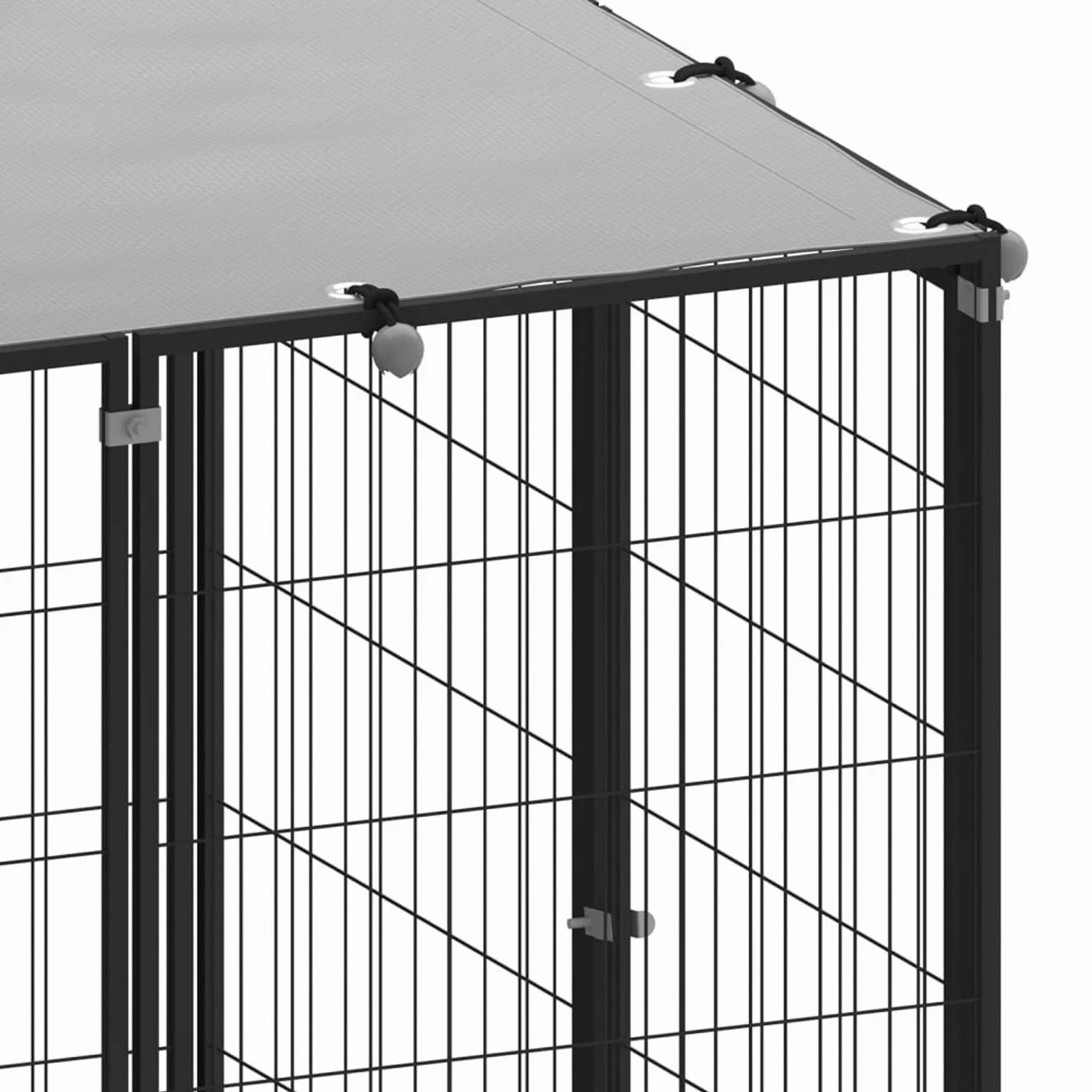 Homgoday Czarna klatka dla psa 6,05 m² stalowa klatka dla psa wewnętrzna klatka dla psa Kennel dla psów klatki dla psów ogrodzenie dla psów na zewnątrz ogrodzenie dla psa model 3082225