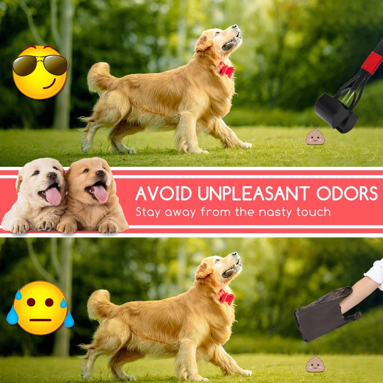 Nobleza Dog Poop Scooper, 66cm Long Składana łopatka do psich odchodów do ogrodu na zewnątrz/wewnątrz, psy, odchody zwierząt