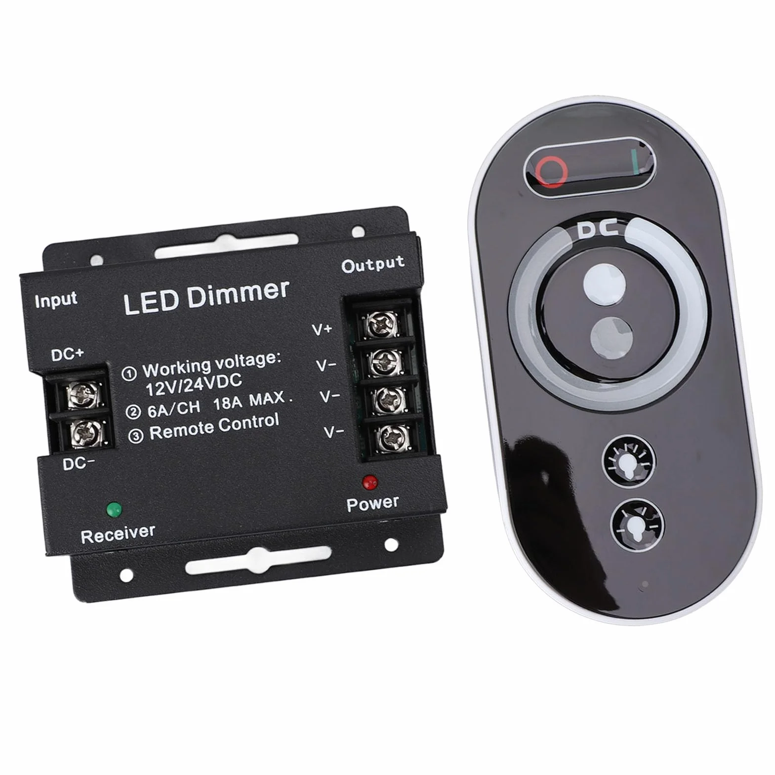 Yosoo Health Gear Przełącznik Dimmer do świateł LED, DC 12V - 24V 18A PWM LED Light Light Strip Controller, RF Pilot Center, Reguel Brightness