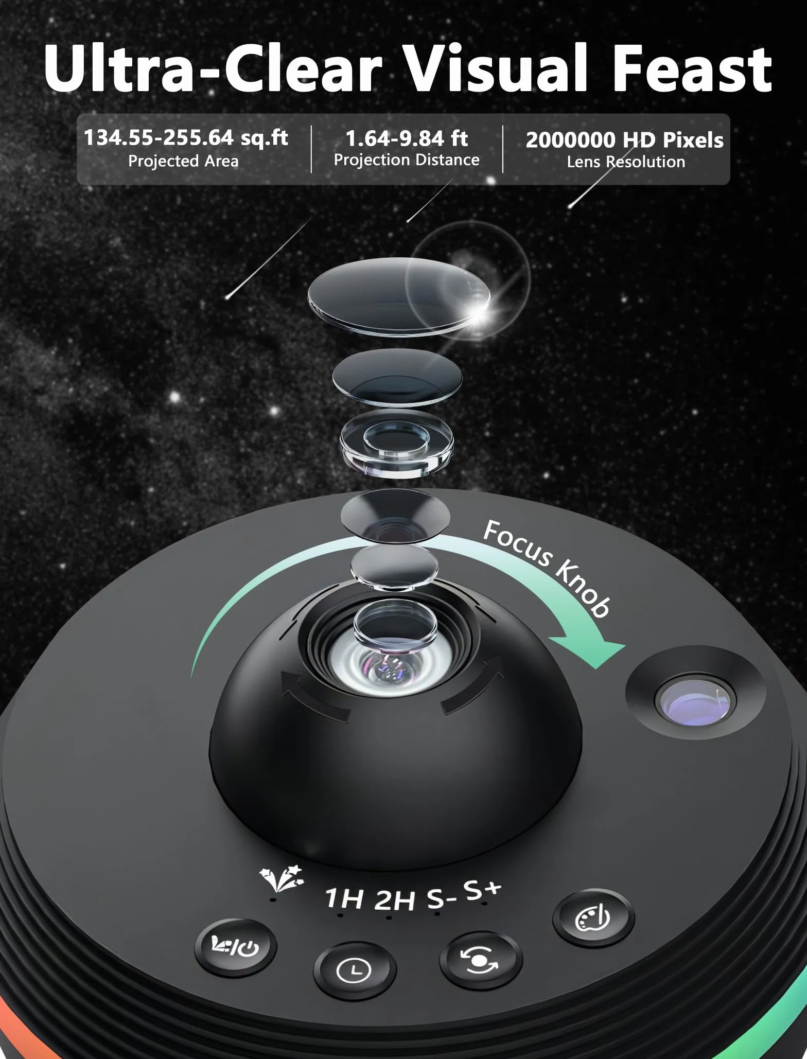 MERTTURM Projektor Gwiazd i Gwiaździstego Nieba na Sufit, 13 Tarcze z Wyraźnym Efektem Meteorytów, Planetarium Projektor dla Dzieci i Dorosłych, Idealny Prezent na Święta