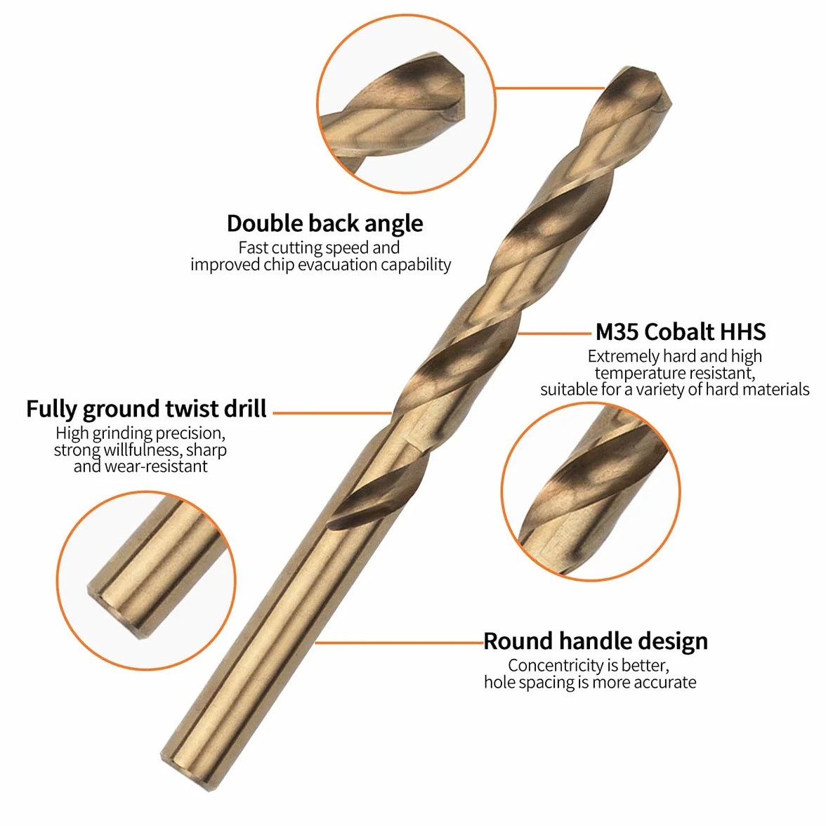 Meccion HSS wiertło do metalu kobaltowe 7,0 mm 2 szt. wiertło spiralne do stali nierdzewnej