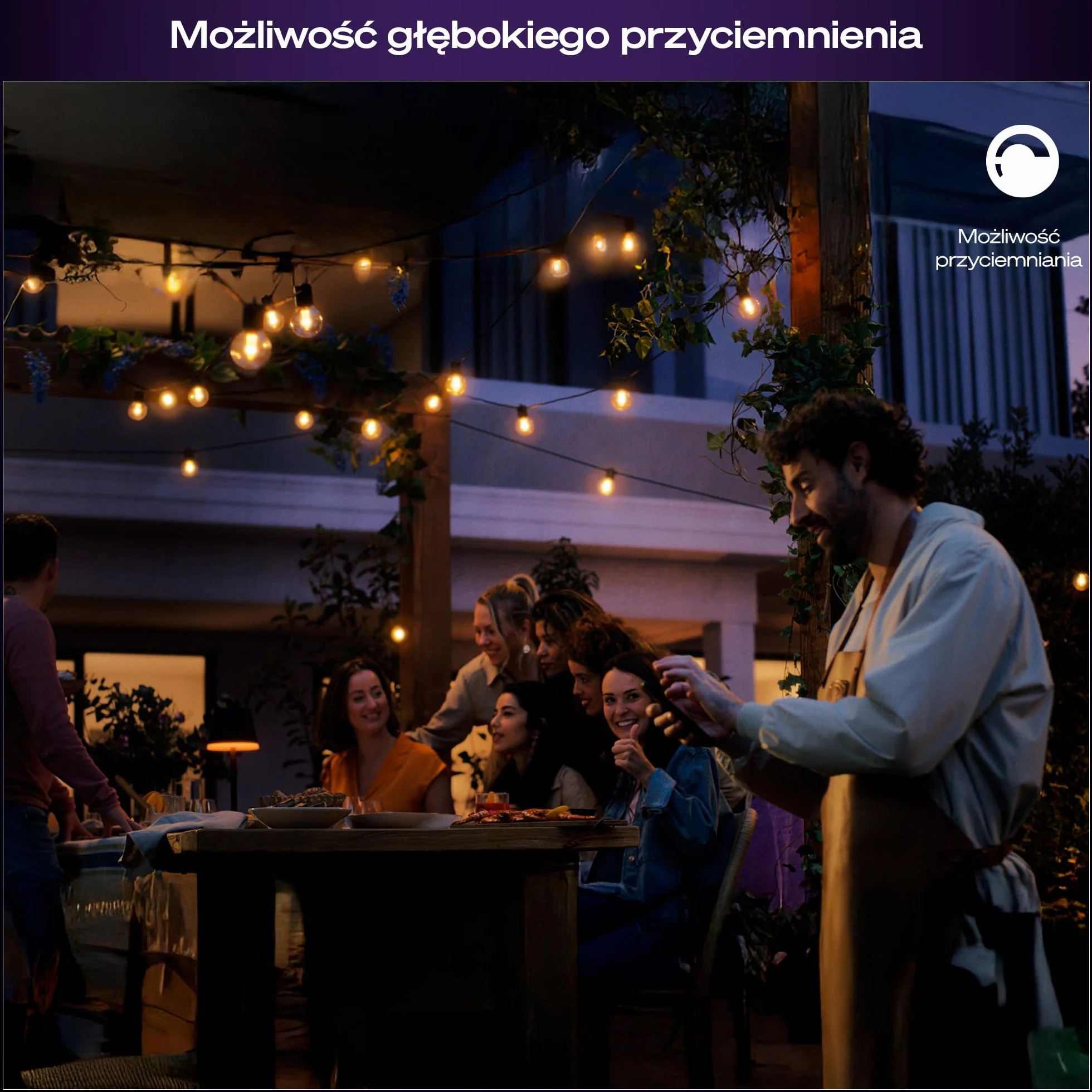 Philips Hue Festavia Globe Oświetlenie Na Zewnątrz, Biała i Kolorowa Atmosfera, 7 M, 10 Żarówek, Ściemniane, Sterowanie za pomocą Aplikacji Hue, Współpracuje z Alexa, Google Assistant i Apple Home