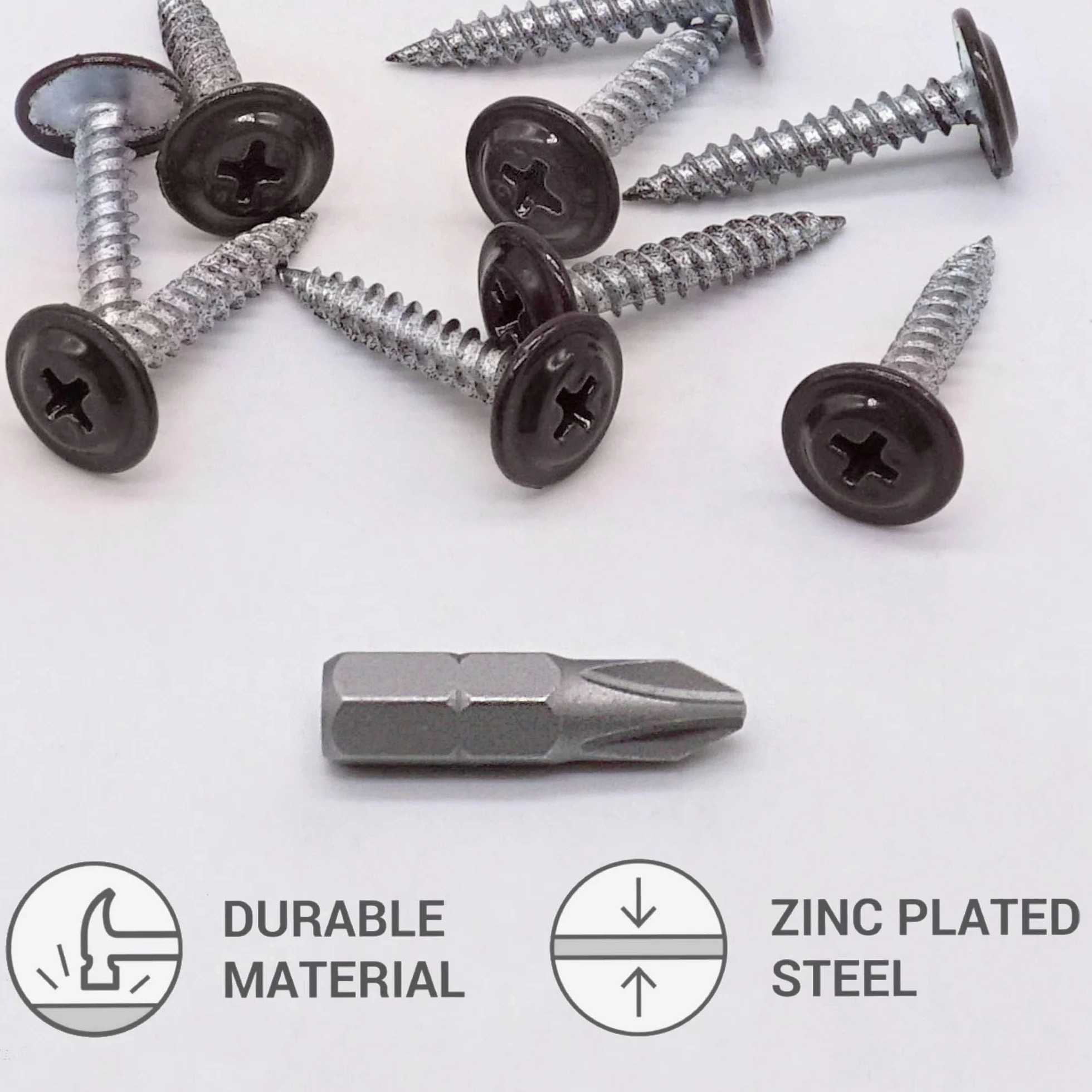 SKIR'CO (50 sztuk) 4,2 x 25 mm Malowane wkręty samogwintujące do drewna Śruba z łbem kratownicy ze zmodyfikowanym PH (brązowy szary RAL 8019)