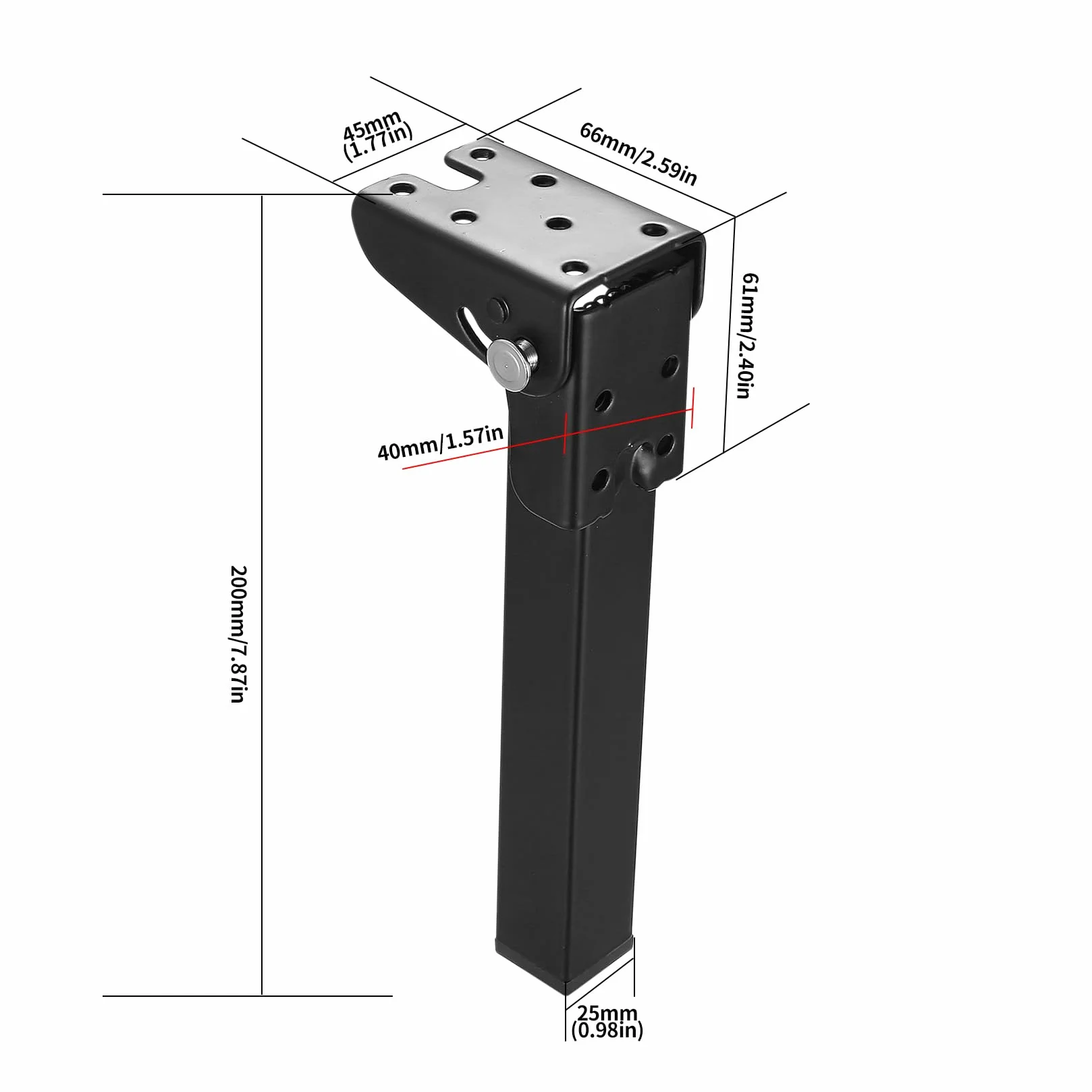Składane Nogi Meblowe 20 cm - Czarne, Metalowe do Stołu, Sofy, Biurka, Szafy i Innych Mebli (2 Sztuki)