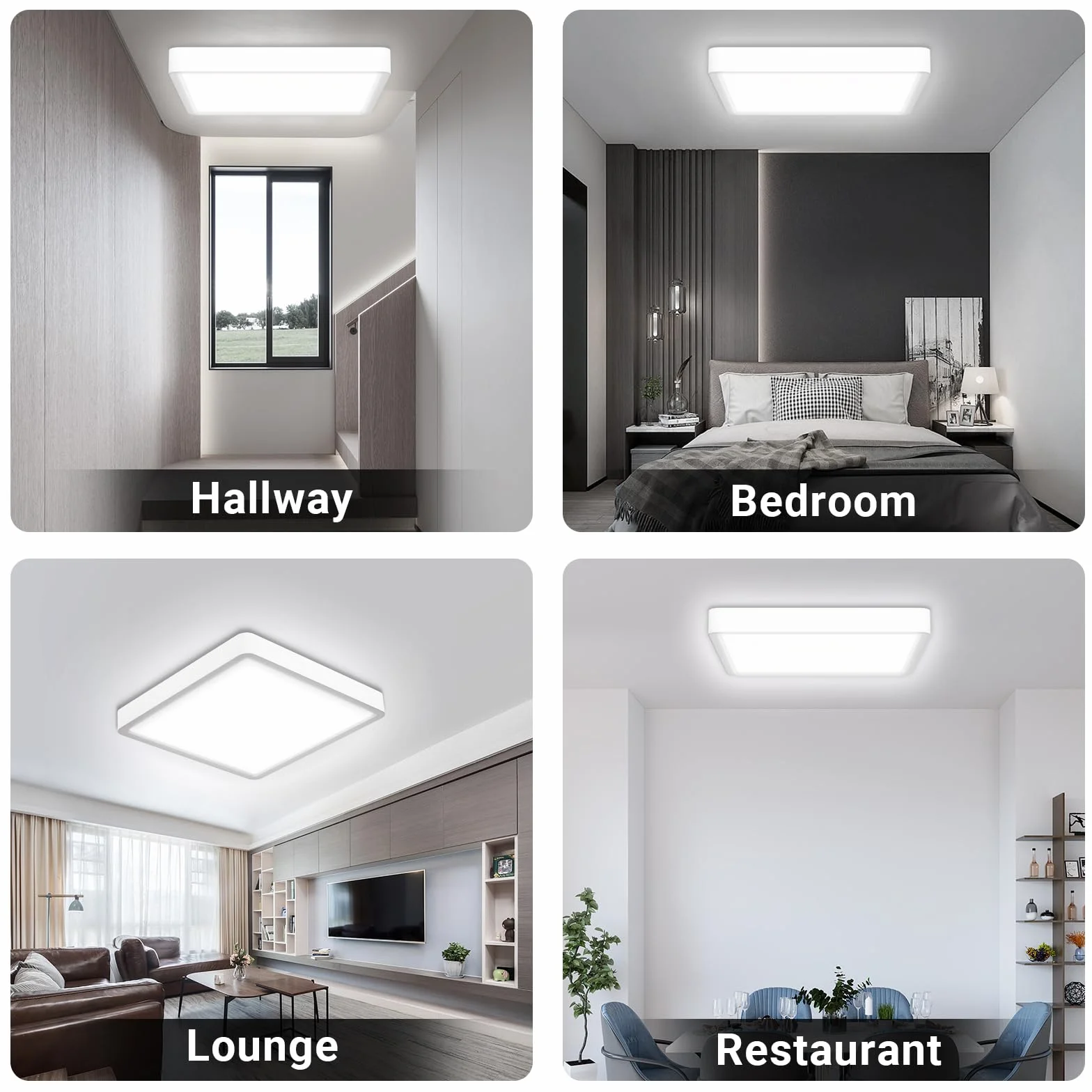 LQWELL® Lampa Sufitowa LED, IP44 Wodoodporna Lampa Łazienkowa Kwadratowa Płaska 18W 6000K 1600 Lm Cienka Do Salonu Łazienka Sypialnia Kuchnia PrzedpokÓJ Piwnica Biuro, 220 * 24 Mm